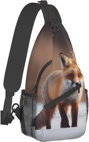 Sling Bag for Women Men Crossbody Bag Small Sling Backpack Cute fox Chest Bag Hiking Daypack