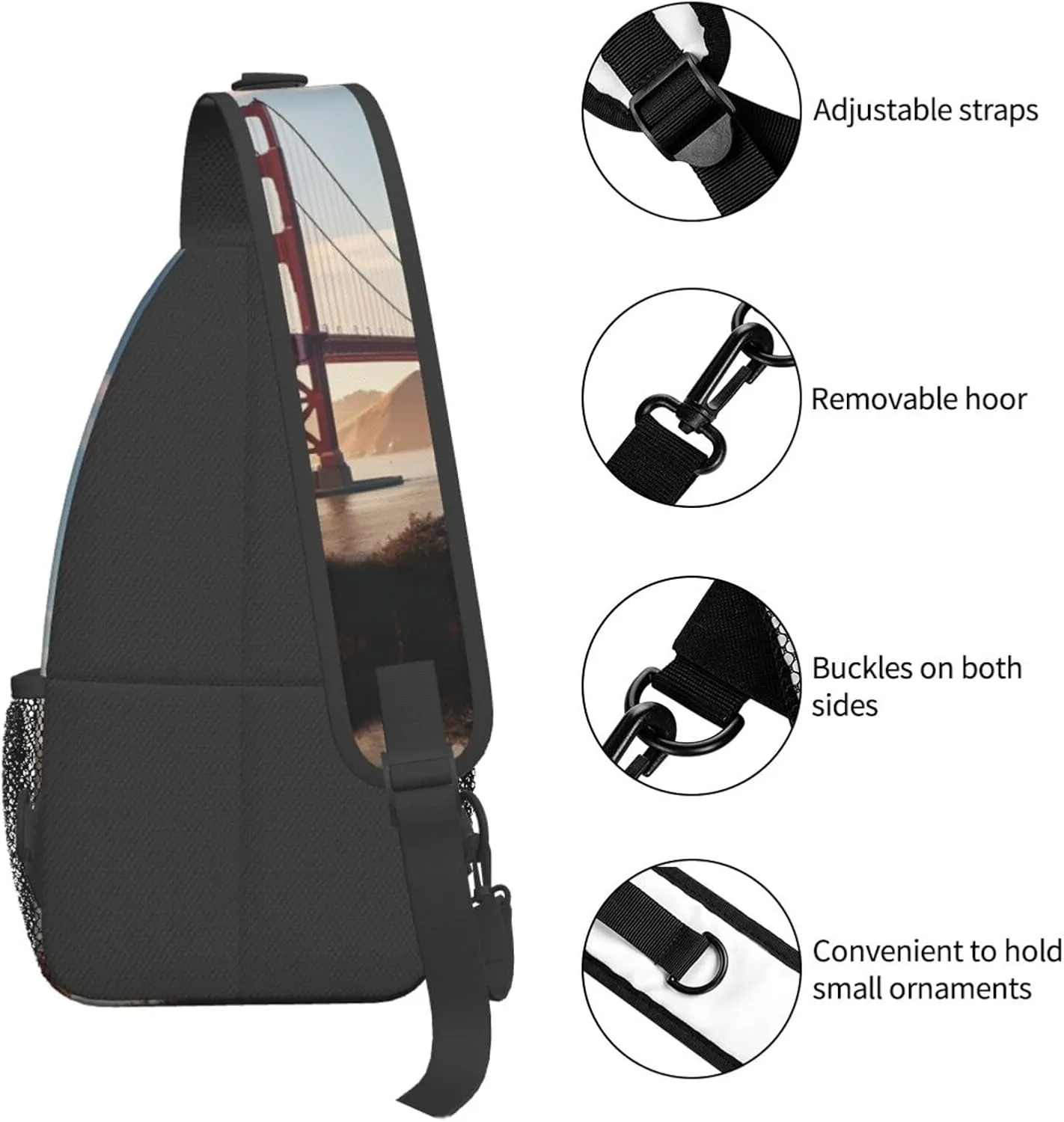 Sling Bag for Women Men Crossbody Bag Small Sling Backpack Golden Gate Bridge Chest Bag Hiking Daypack
