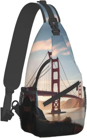 Sling Bag for Women Men Crossbody Bag Small Sling Backpack Golden Gate Bridge Chest Bag Hiking Daypack