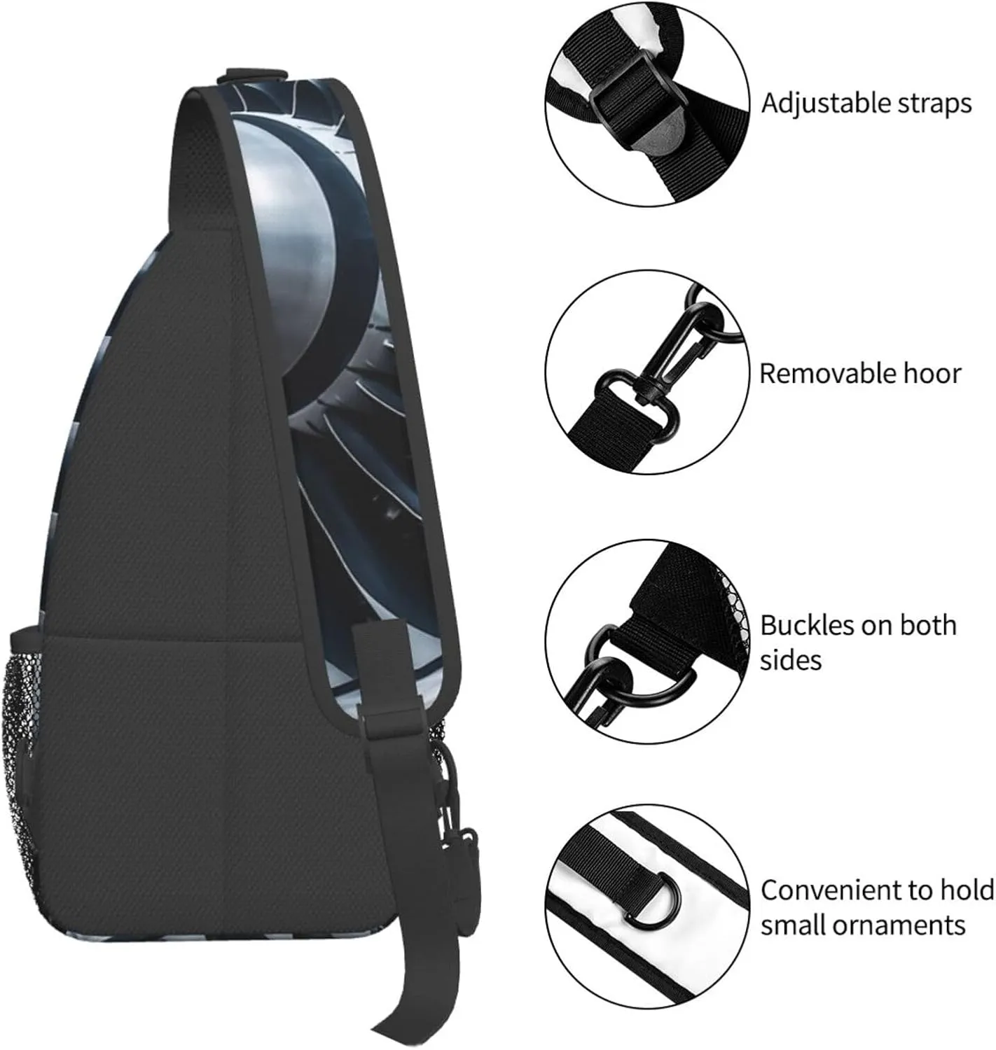 Sling Bag for Women Men Crossbody Bag Small Sling Backpack Jet Engine Chest Bag Hiking Daypack