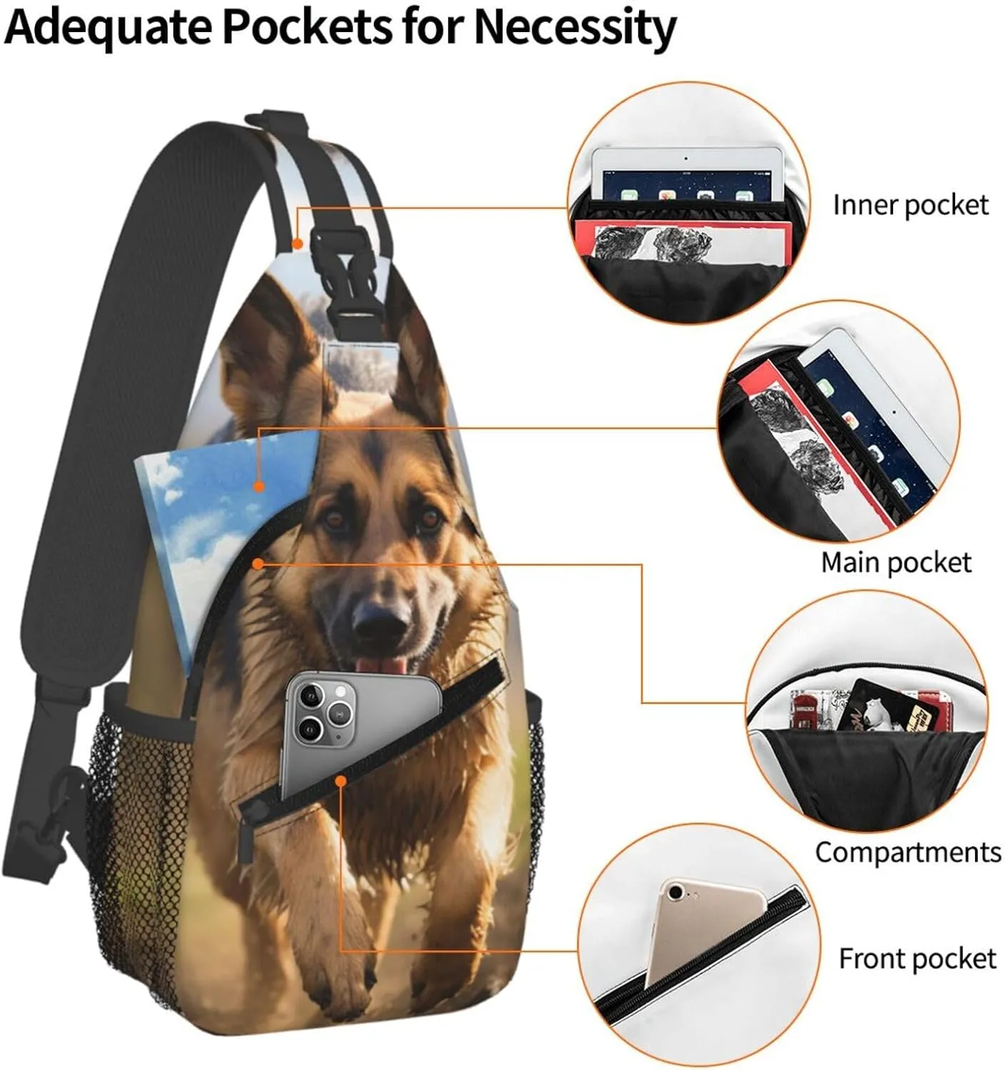 Sling Bag for Women Men Crossbody Bag Small Sling Backpack Koala and Butterfly Chest Bag Hiking Daypack