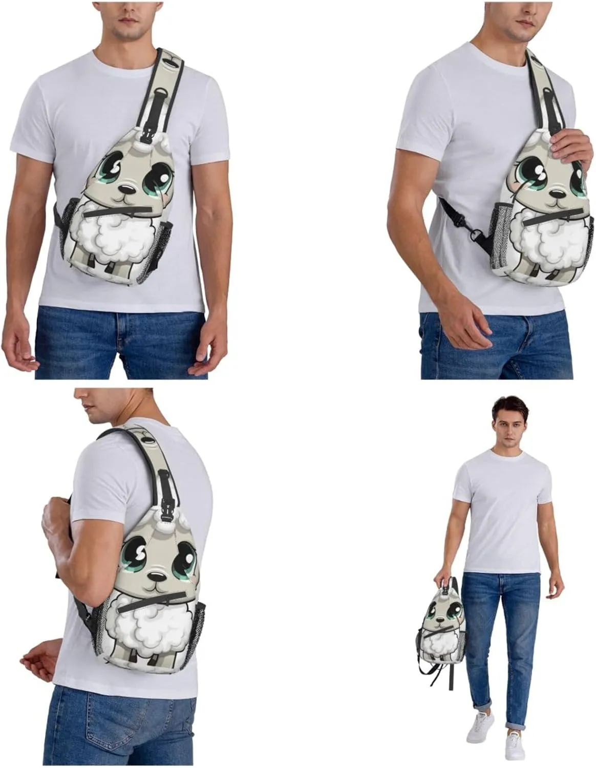 Sling Bag for Women Men Crossbody Bag Small Sling Backpack Lamb Chest Bag Hiking Daypack