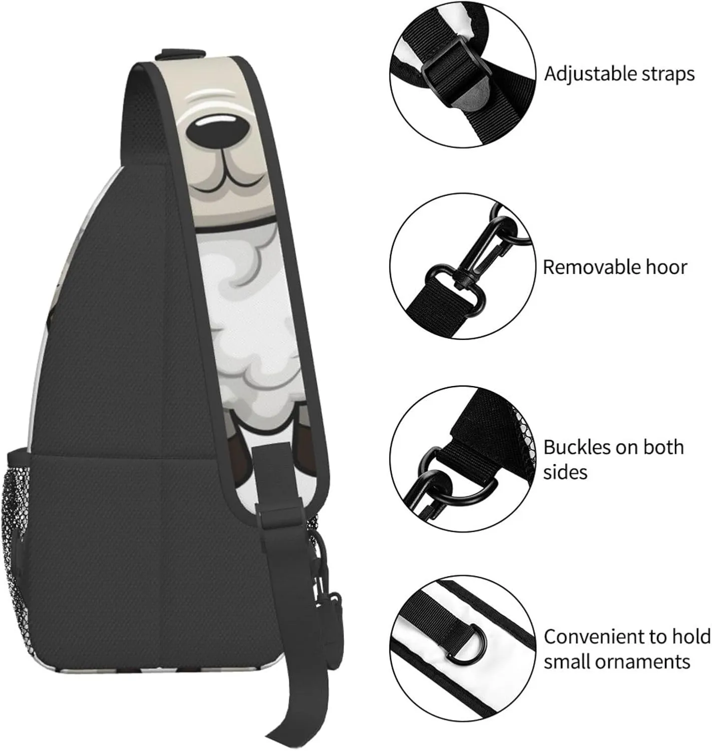 Sling Bag for Women Men Crossbody Bag Small Sling Backpack Lamb Chest Bag Hiking Daypack