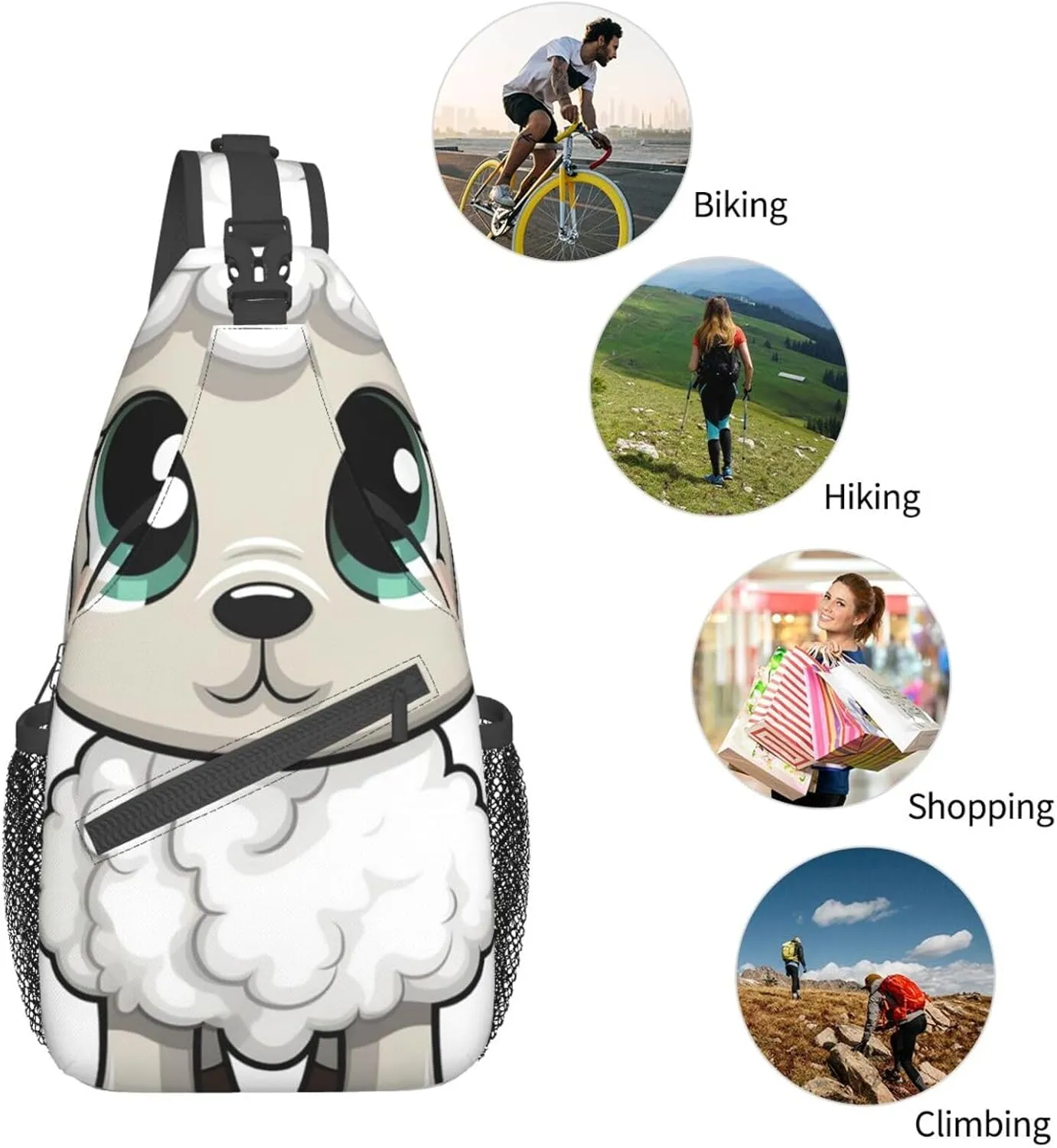 Sling Bag for Women Men Crossbody Bag Small Sling Backpack Lamb Chest Bag Hiking Daypack