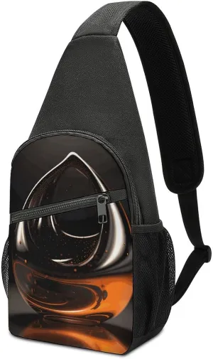 Sling Bag for Women Men Crossbody Bag Small Sling Backpack Orange Abstract Ornament Chest Bag Hiking Daypack
