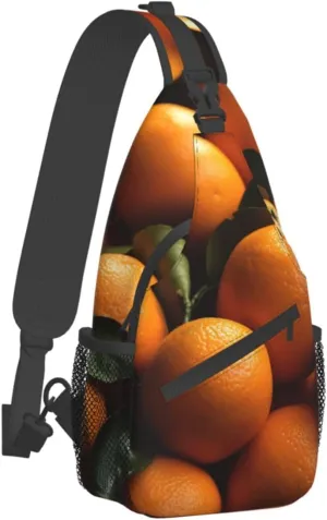 Sling Bag for Women Men Crossbody Bag Small Sling Backpack Pile of Oranges Chest Bag Hiking Daypack