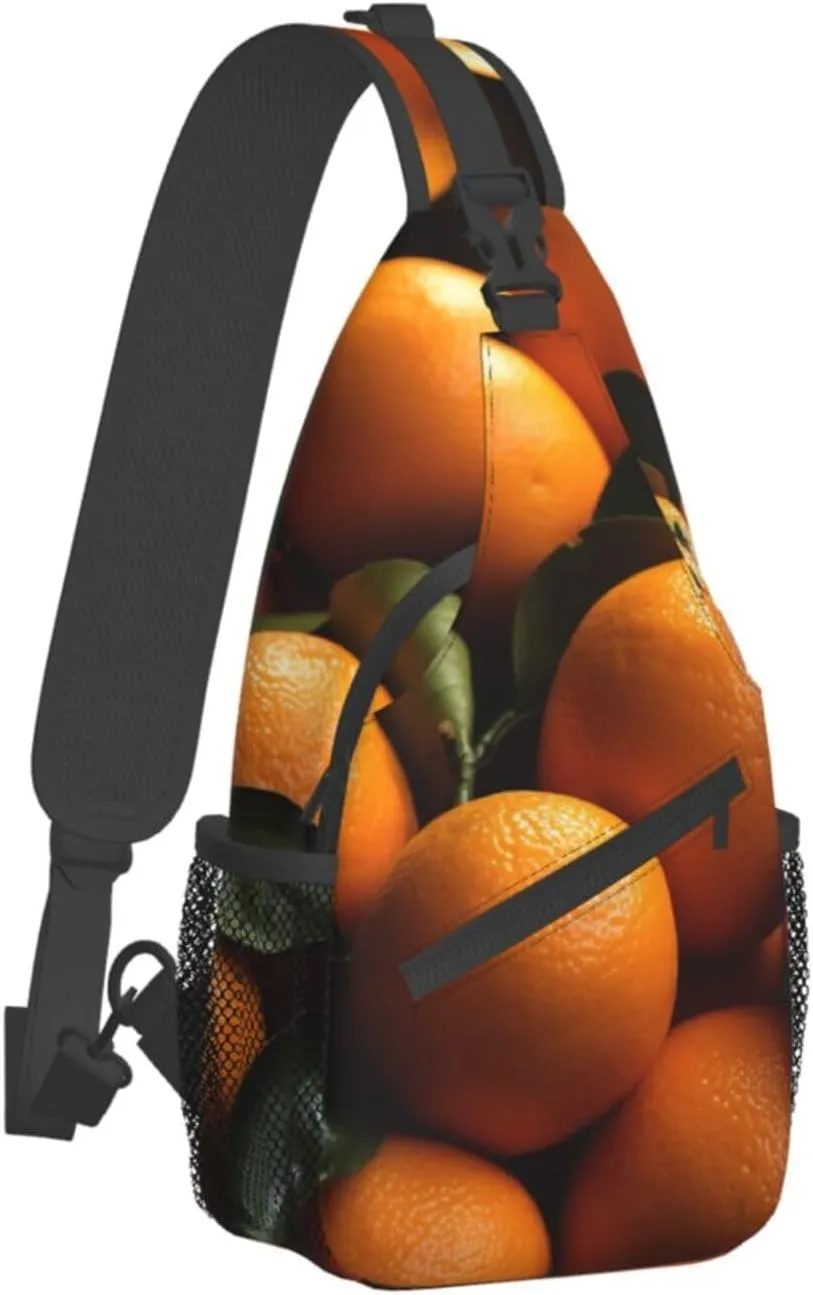 Sling Bag for Women Men Crossbody Bag Small Sling Backpack Pile of Oranges Chest Bag Hiking Daypack