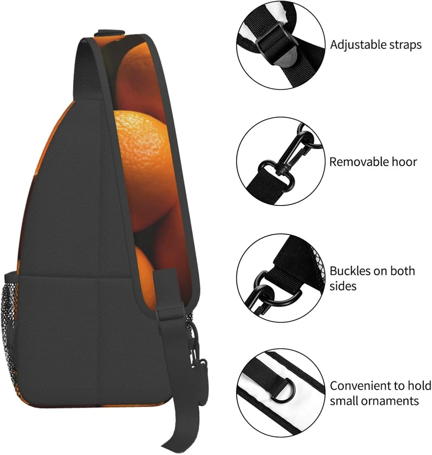 Sling Bag for Women Men Crossbody Bag Small Sling Backpack Pile of Oranges Chest Bag Hiking Daypack
