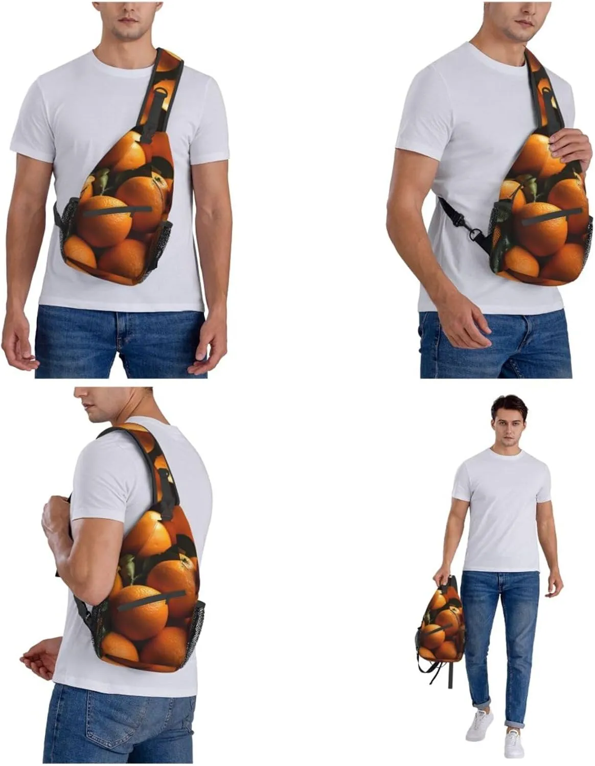 Sling Bag for Women Men Crossbody Bag Small Sling Backpack Pile of Oranges Chest Bag Hiking Daypack