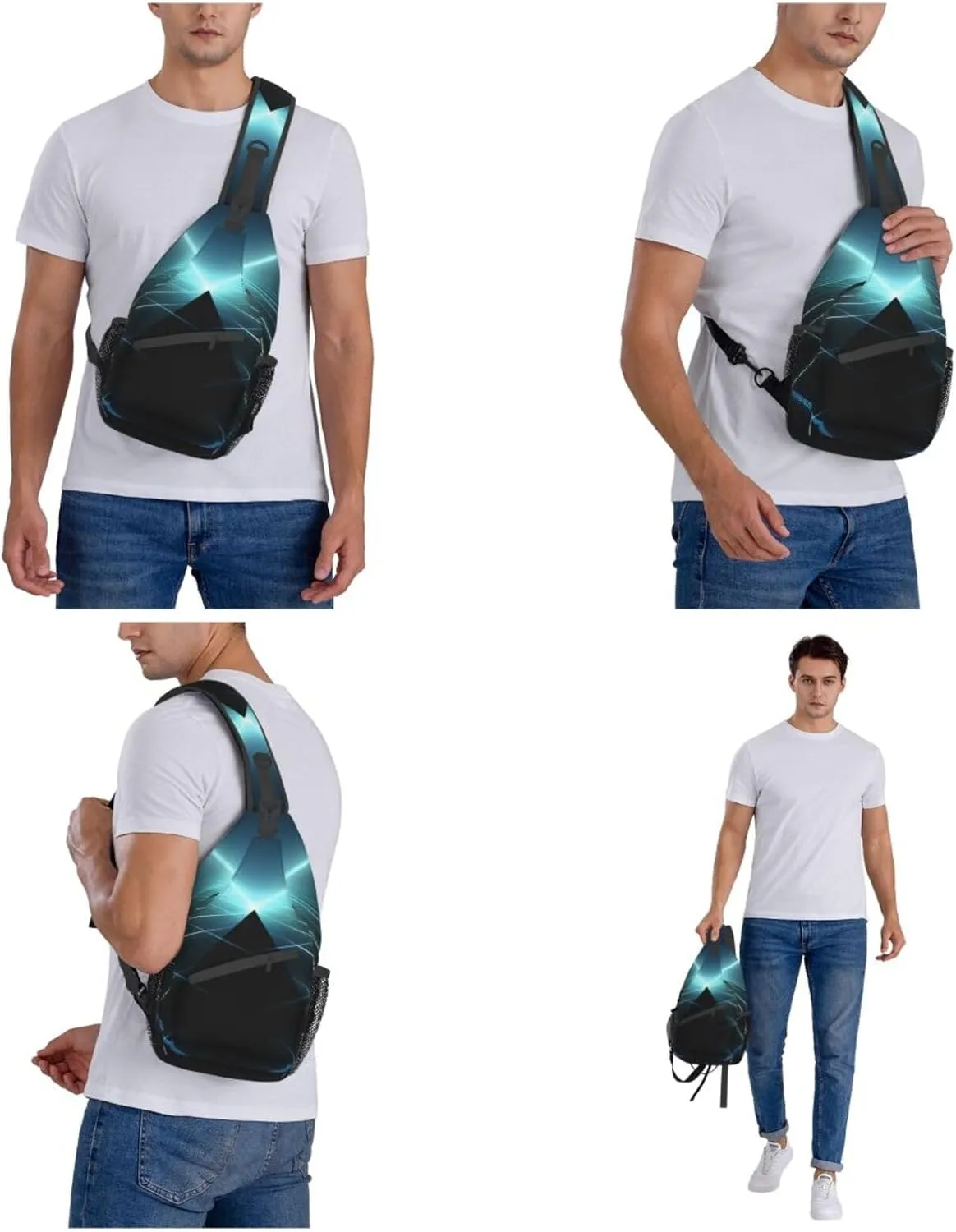 Sling Bag for Women Men Crossbody Bag Small Sling Backpack Precise Lines Chest Bag Hiking Daypack