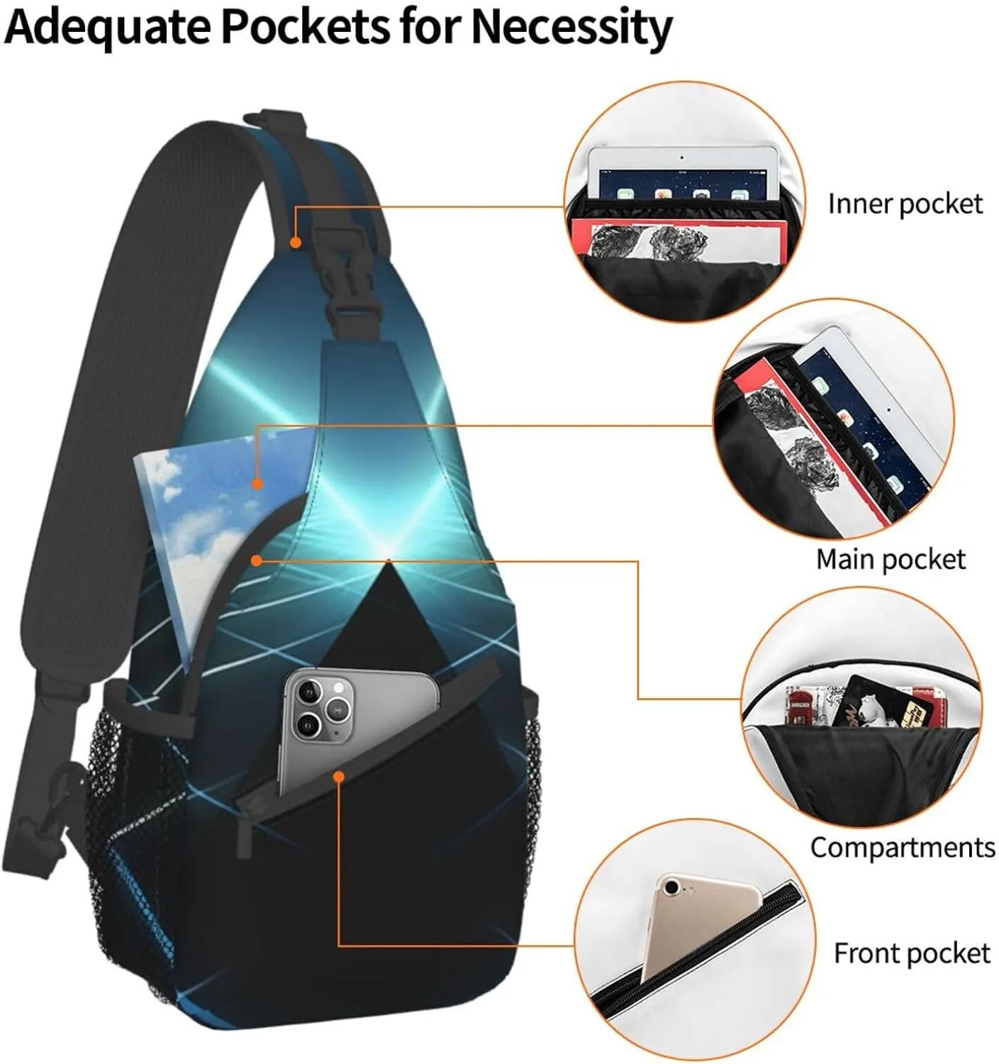 Sling Bag for Women Men Crossbody Bag Small Sling Backpack Precise Lines Chest Bag Hiking Daypack