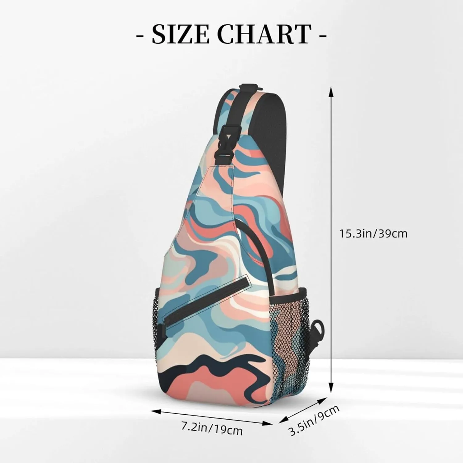 Sling Bag for Women Men Crossbody Bag Small Sling Backpack Wave Chest Bag Hiking Daypack