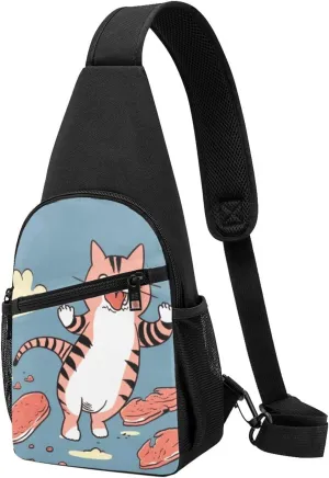Sling Bag for Women Men Crossbody Shoulder Bag Cat grabbing meat Chest Bag Small Sling Backpack Daypack Fanny Packs