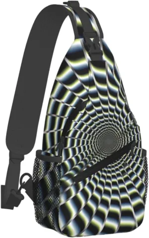 Sling Bag for Women Men Crossbody Shoulder Bag Spiral optical illusion gif Chest Bag Small Sling Backpack Daypack Fanny Packs