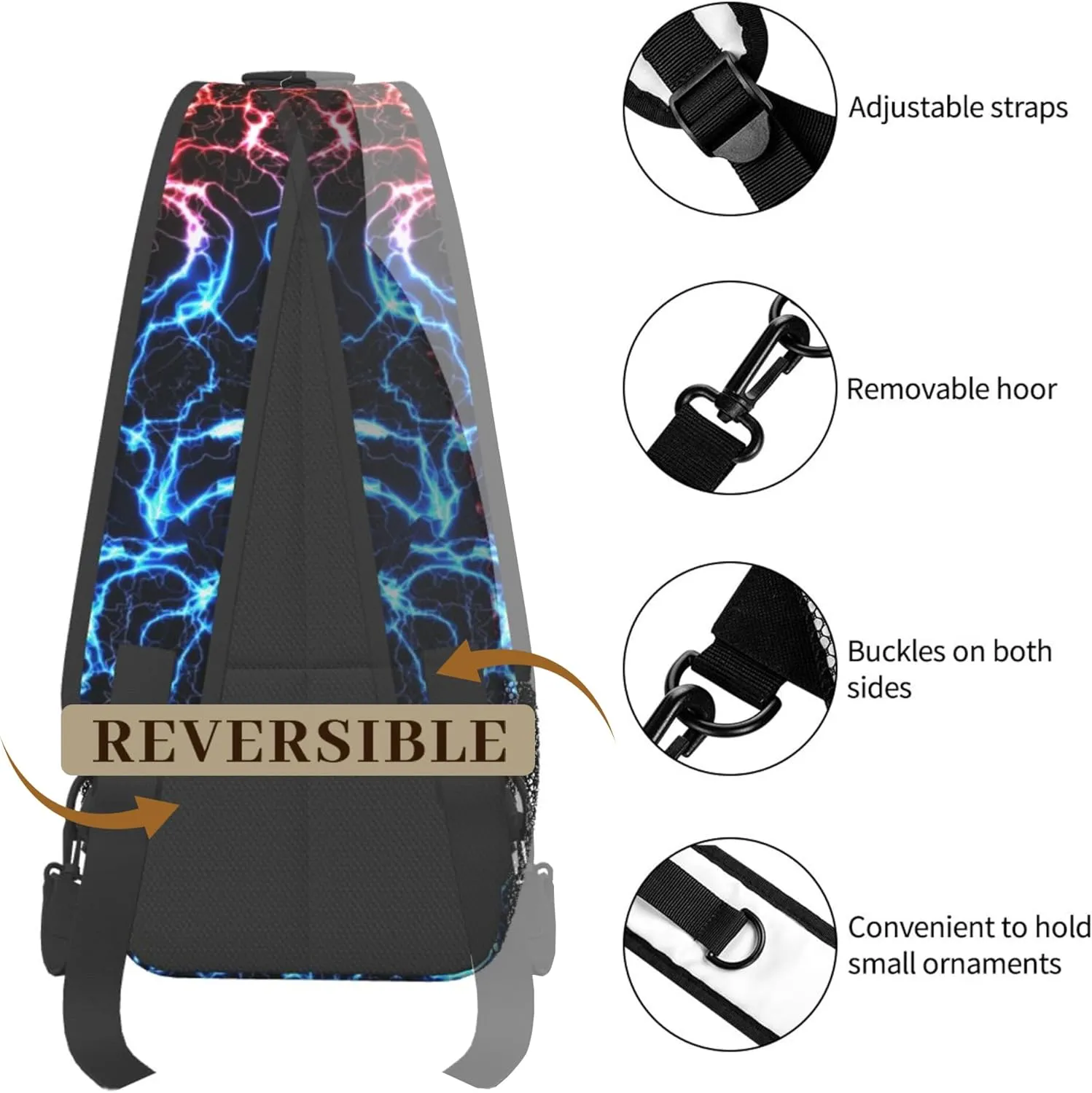 Sling Bag for Women Men, Crossbody Sling Backpack Chest Daypack Cross Body Bag Shoulder Bag (Red Blue Lightning)