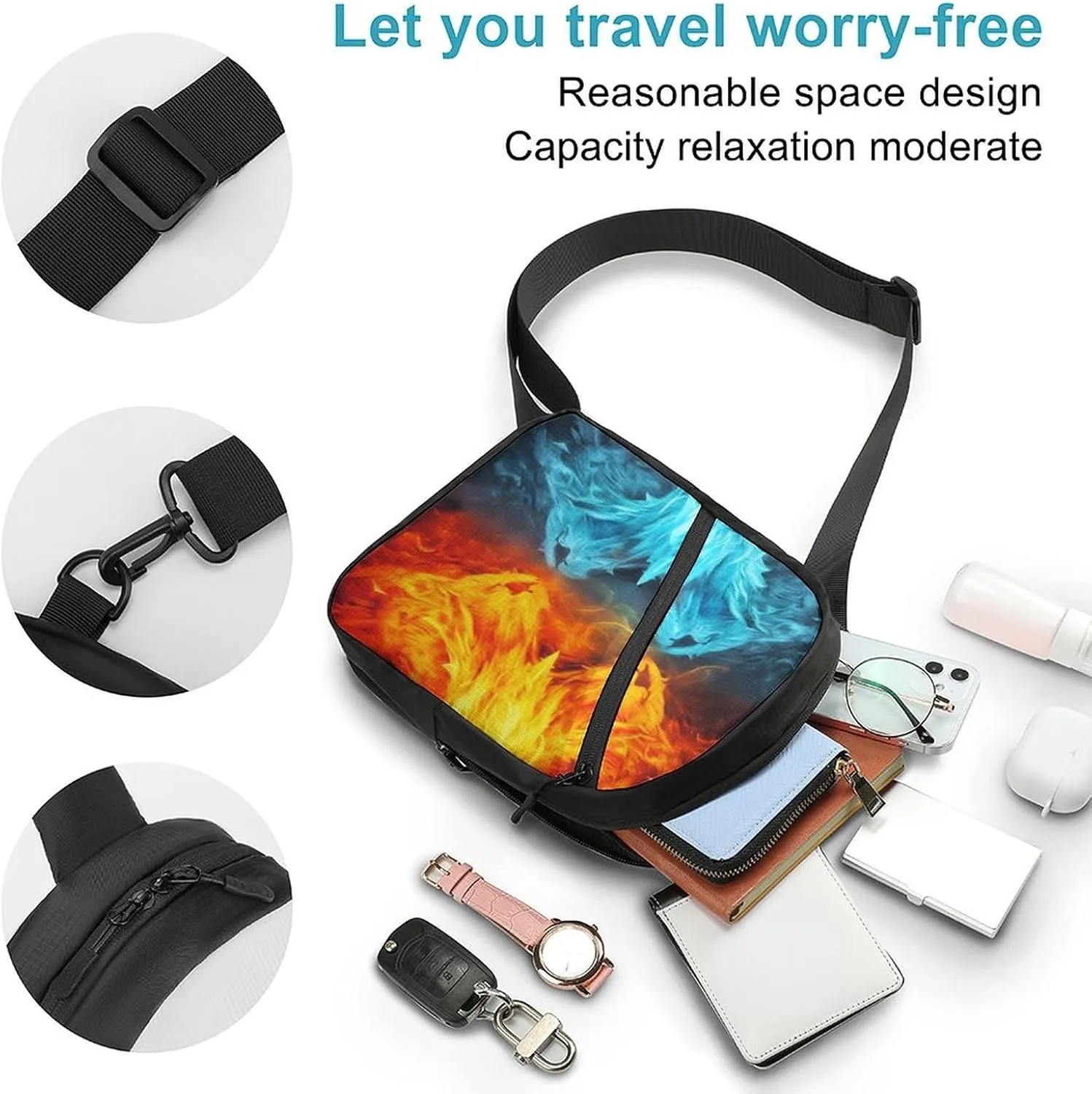 Sling Bag for Women Men Crossbody Sling Backpack Colored Pencils Chest Bags Shoulder Backpack Travel Hiking Daypack