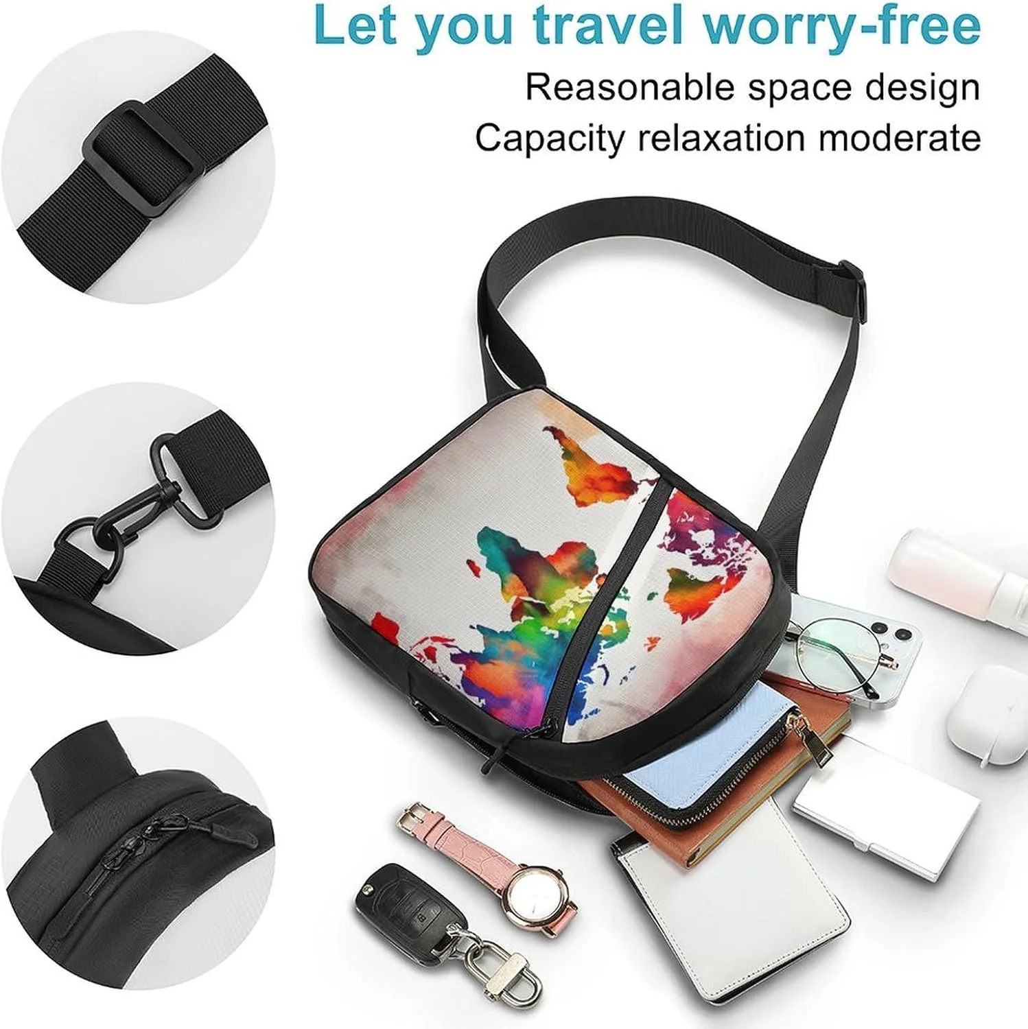 Sling Bag for Women Men Crossbody Sling Backpack Fruit And Spoon Chest Bags Shoulder Backpack Travel Hiking Daypack