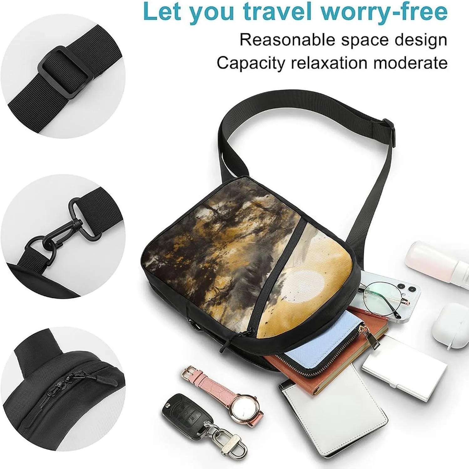 Sling Bag for Women Men Daypack A Painting of Mountains Chest Bag Crossbody Backpack for Hiking Travel