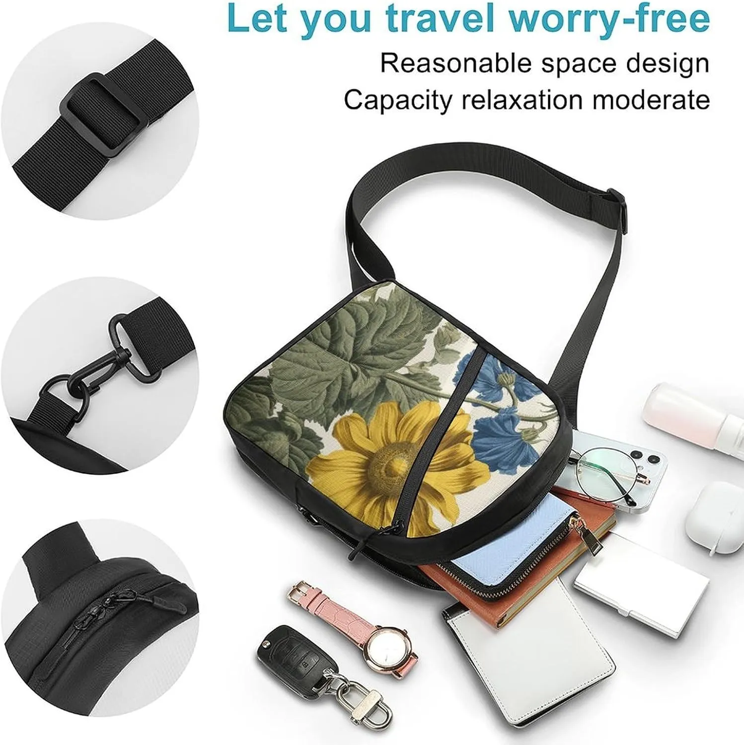 Sling Bag for Women Men Daypack A Yellow Flower Stem Chest Bag Crossbody Backpack for Hiking Travel