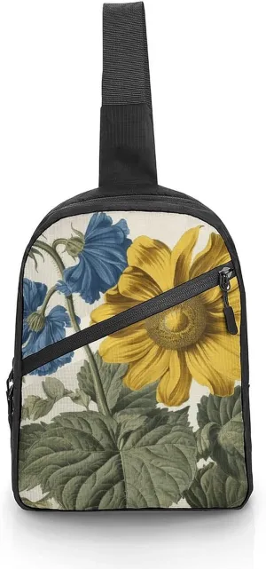 Sling Bag for Women Men Daypack A Yellow Flower Stem Chest Bag Crossbody Backpack for Hiking Travel