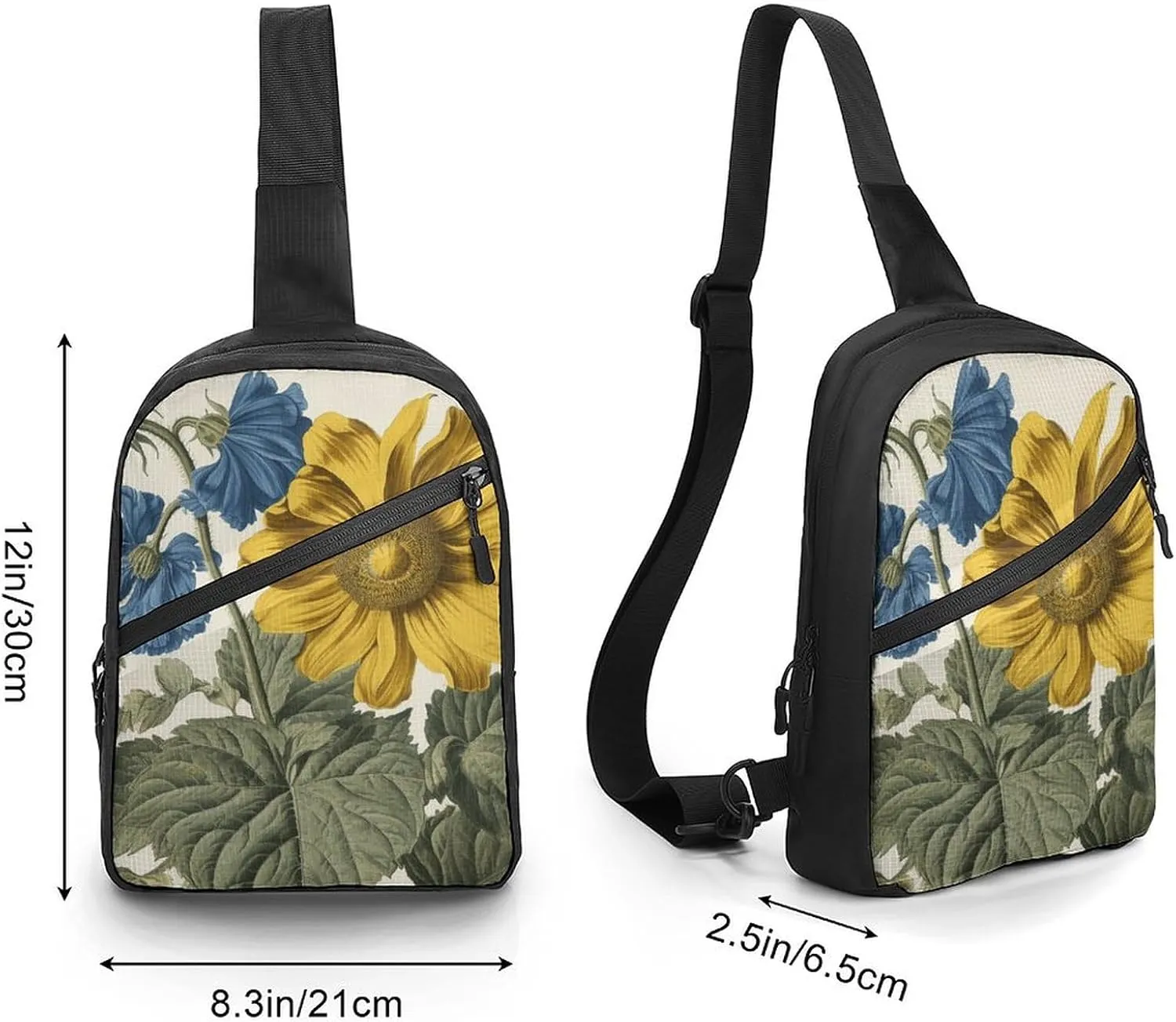 Sling Bag for Women Men Daypack A Yellow Flower Stem Chest Bag Crossbody Backpack for Hiking Travel