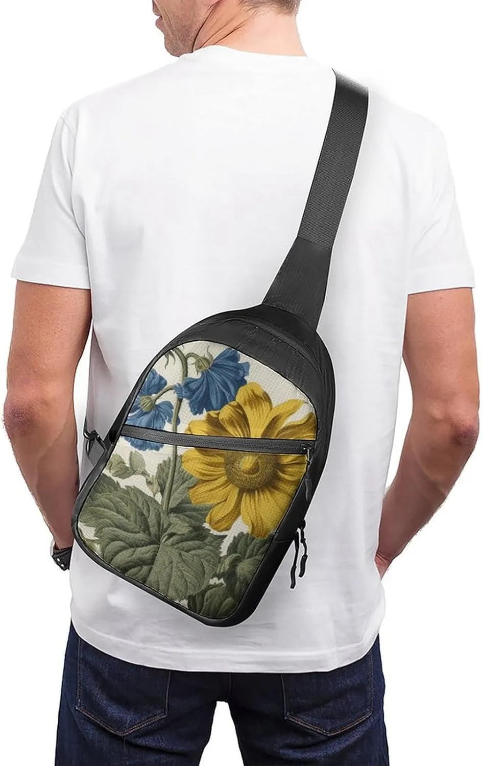 Sling Bag for Women Men Daypack A Yellow Flower Stem Chest Bag Crossbody Backpack for Hiking Travel