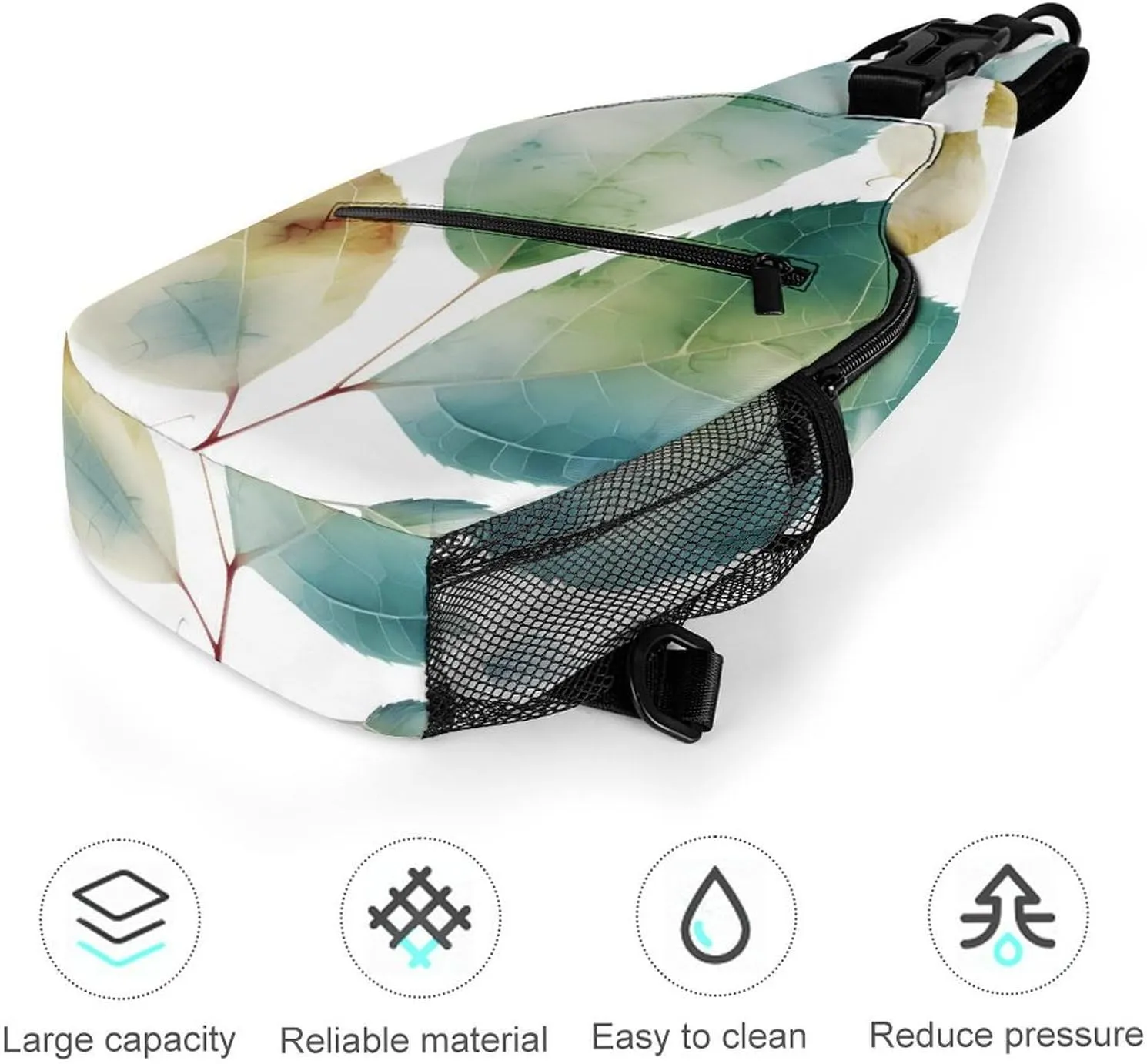 Sling Bag for Women Men Daypack Art Color Leaf Chest Bag Crossbody Backpack for Hiking Travel