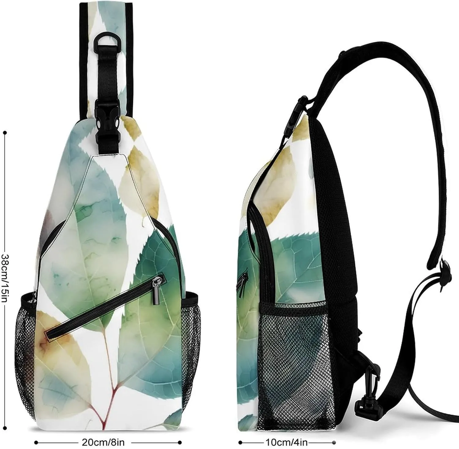 Sling Bag for Women Men Daypack Art Color Leaf Chest Bag Crossbody Backpack for Hiking Travel