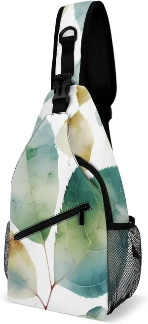 Sling Bag for Women Men Daypack Art Color Leaf Chest Bag Crossbody Backpack for Hiking Travel