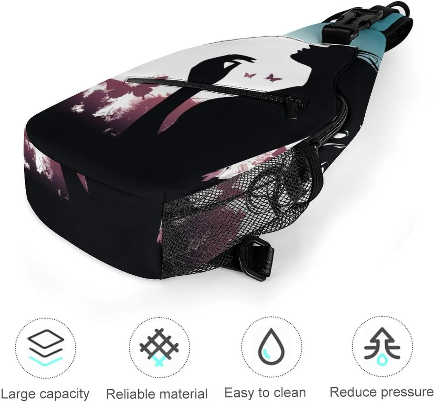 Sling Bag for Women Men Daypack Butterfly Woman Chest Bag Crossbody Backpack for Hiking Travel