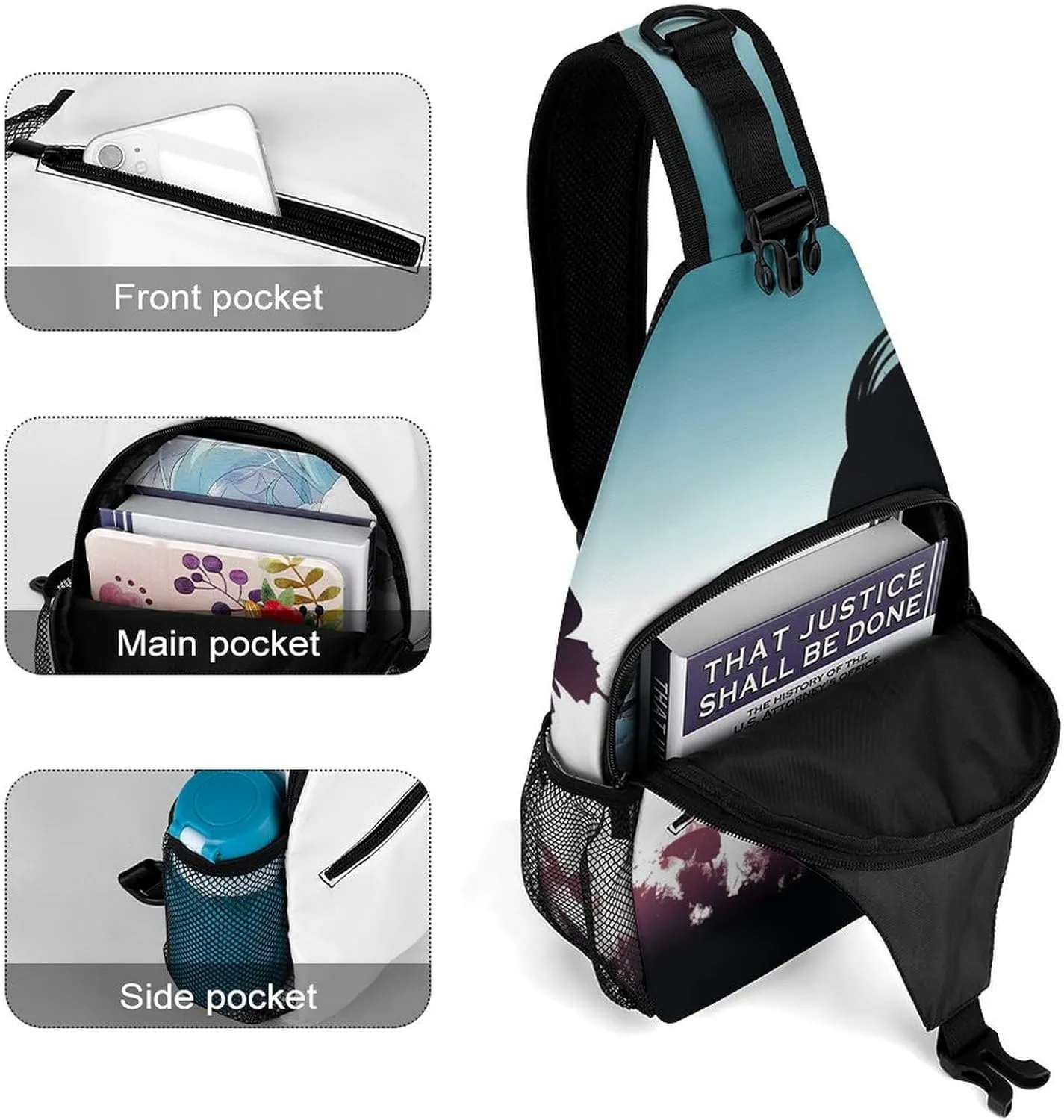 Sling Bag for Women Men Daypack Butterfly Woman Chest Bag Crossbody Backpack for Hiking Travel