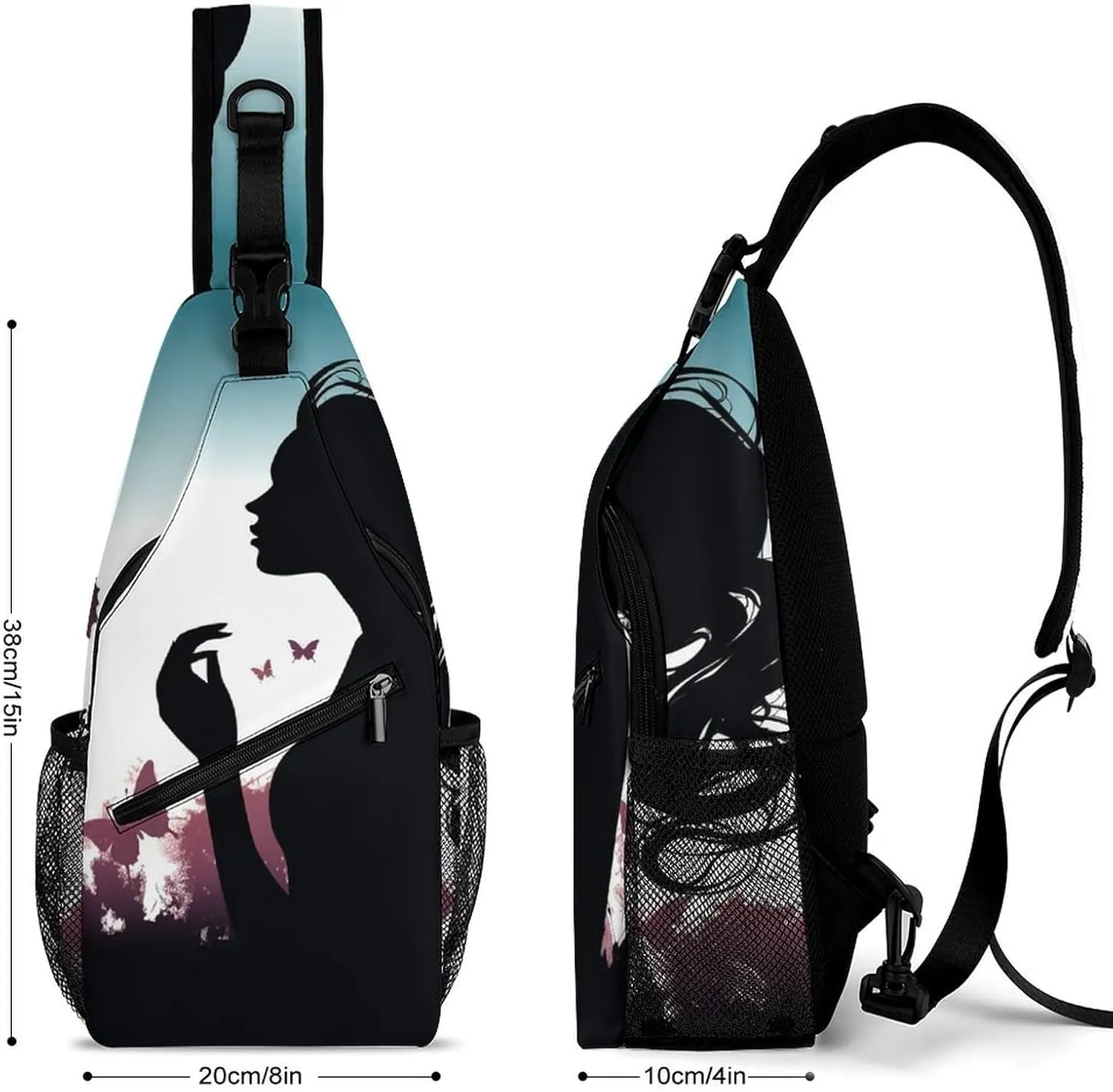 Sling Bag for Women Men Daypack Butterfly Woman Chest Bag Crossbody Backpack for Hiking Travel