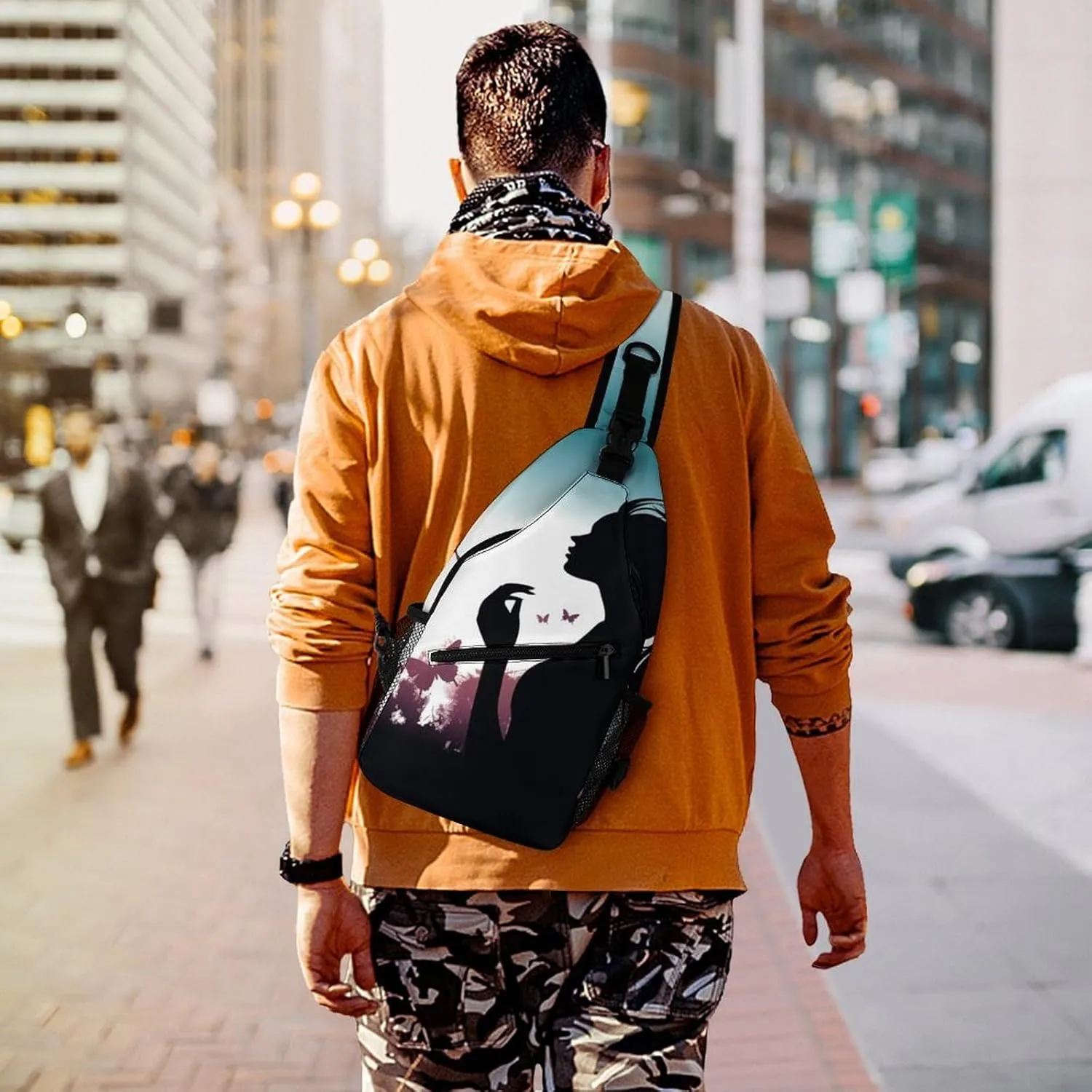 Sling Bag for Women Men Daypack Butterfly Woman Chest Bag Crossbody Backpack for Hiking Travel