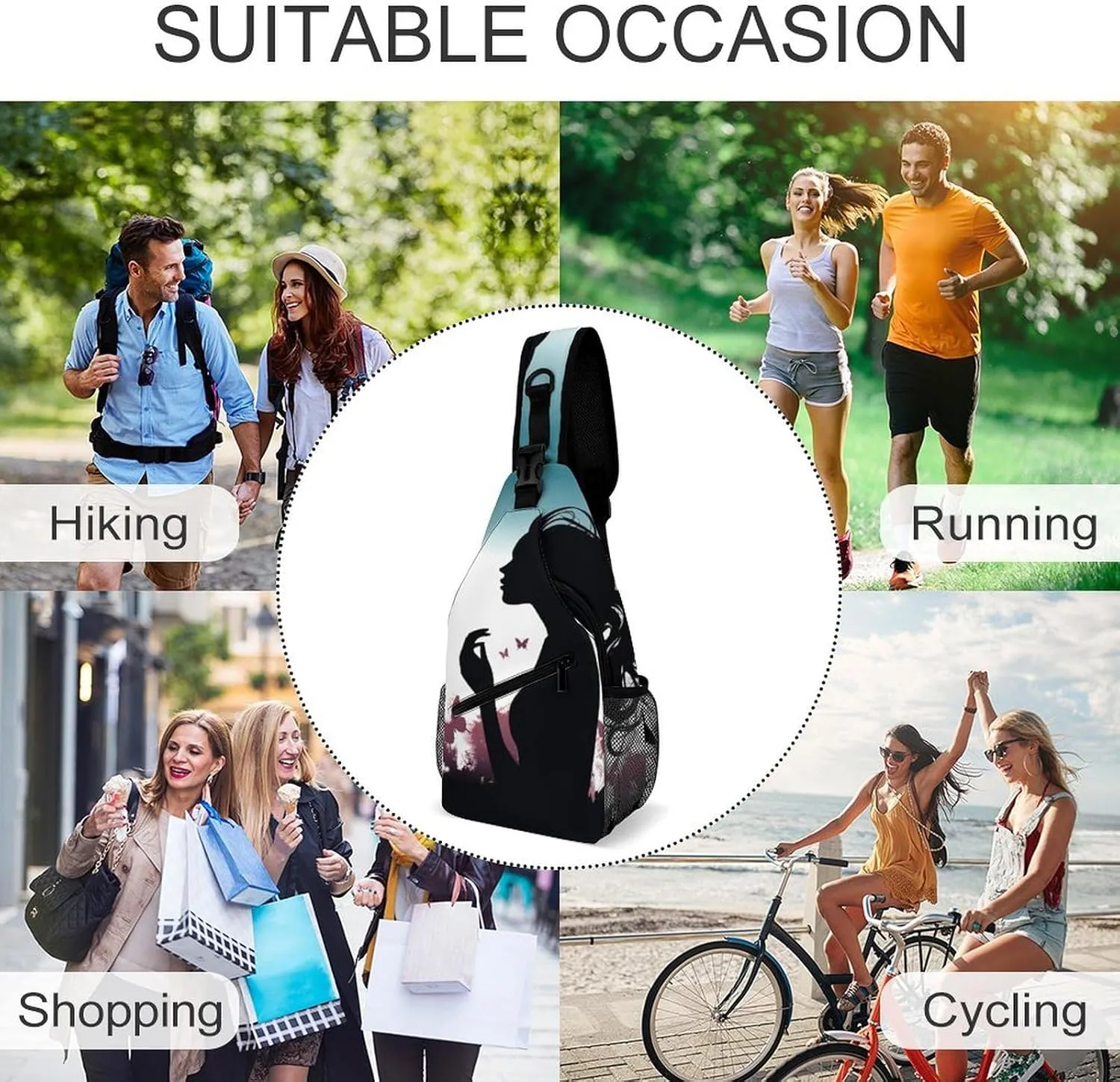 Sling Bag for Women Men Daypack Butterfly Woman Chest Bag Crossbody Backpack for Hiking Travel