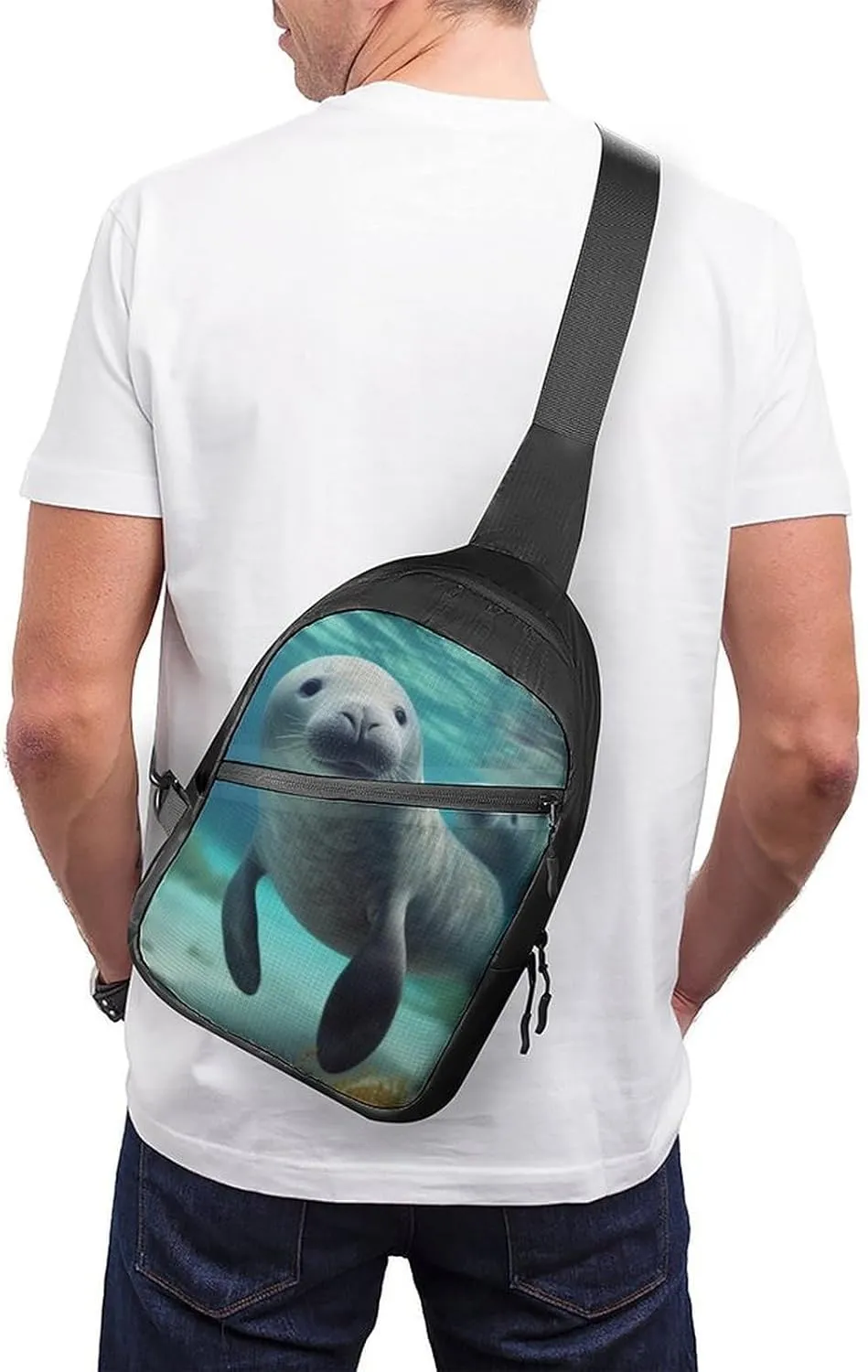 Sling Bag for Women Men Daypack Cute Sea Animal Chest Bag Crossbody Backpack for Hiking Travel