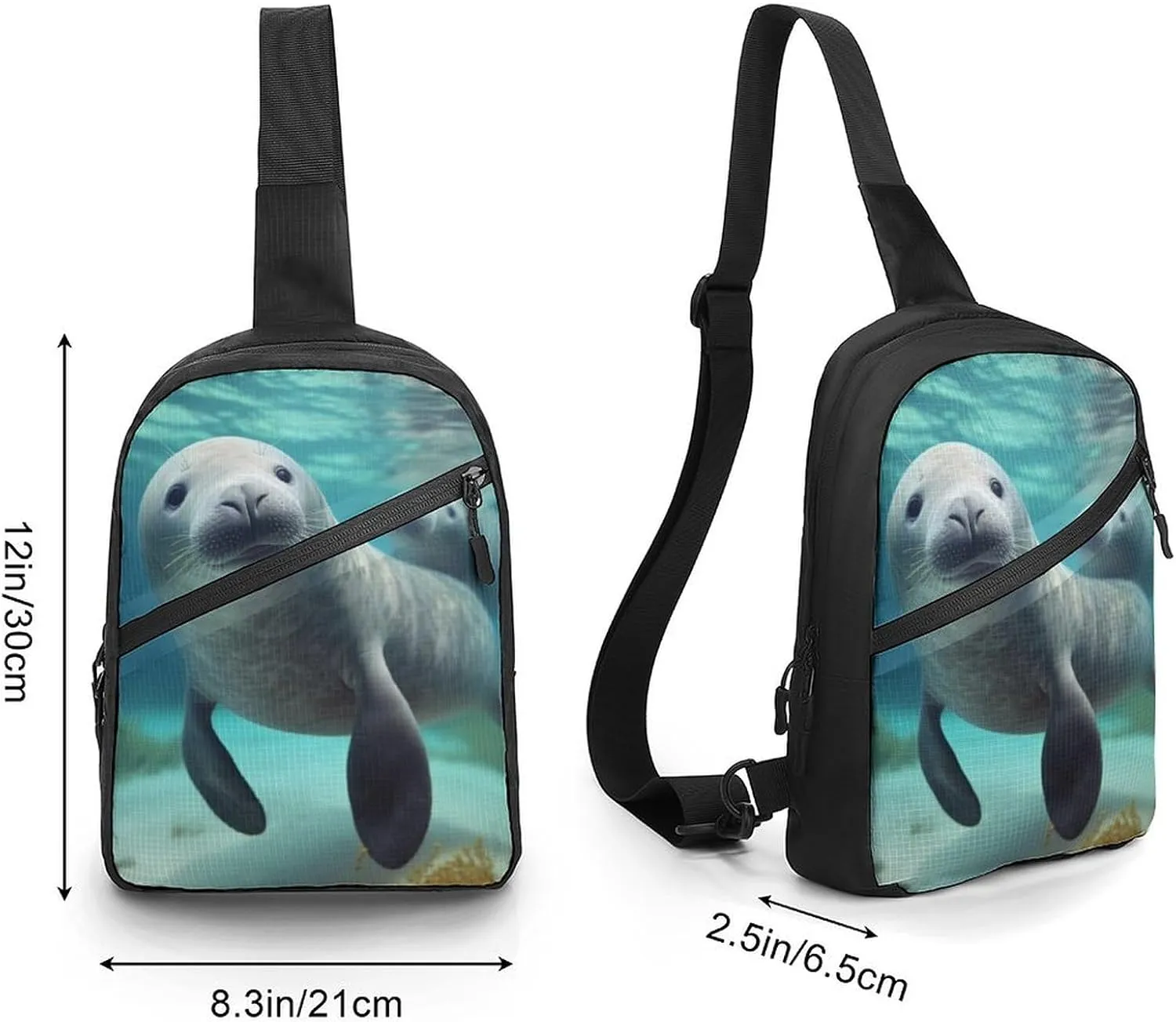 Sling Bag for Women Men Daypack Cute Sea Animal Chest Bag Crossbody Backpack for Hiking Travel