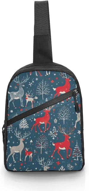 Sling Bag for Women Men Daypack Elk Pattern Chest Bag Crossbody Backpack for Hiking Travel
