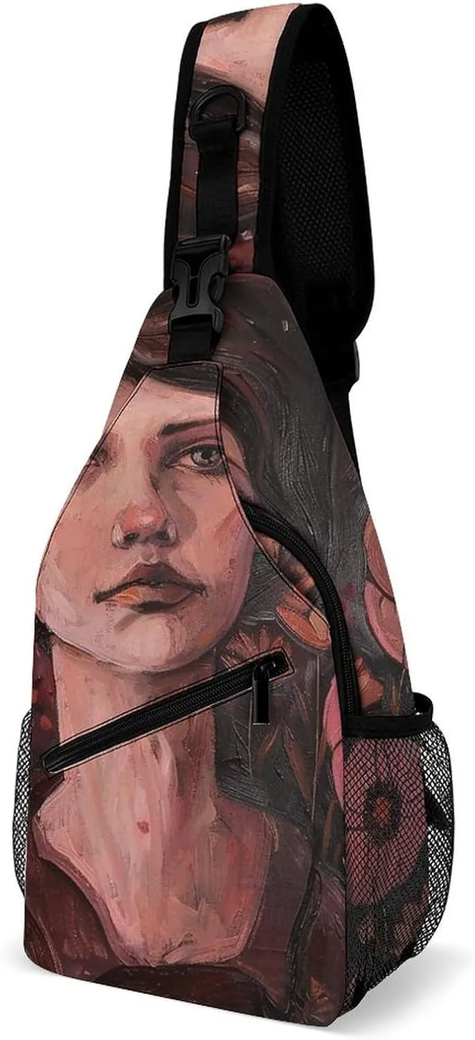 Sling Bag for Women Men Daypack Flowers And Women Chest Bag Crossbody Backpack for Hiking Travel