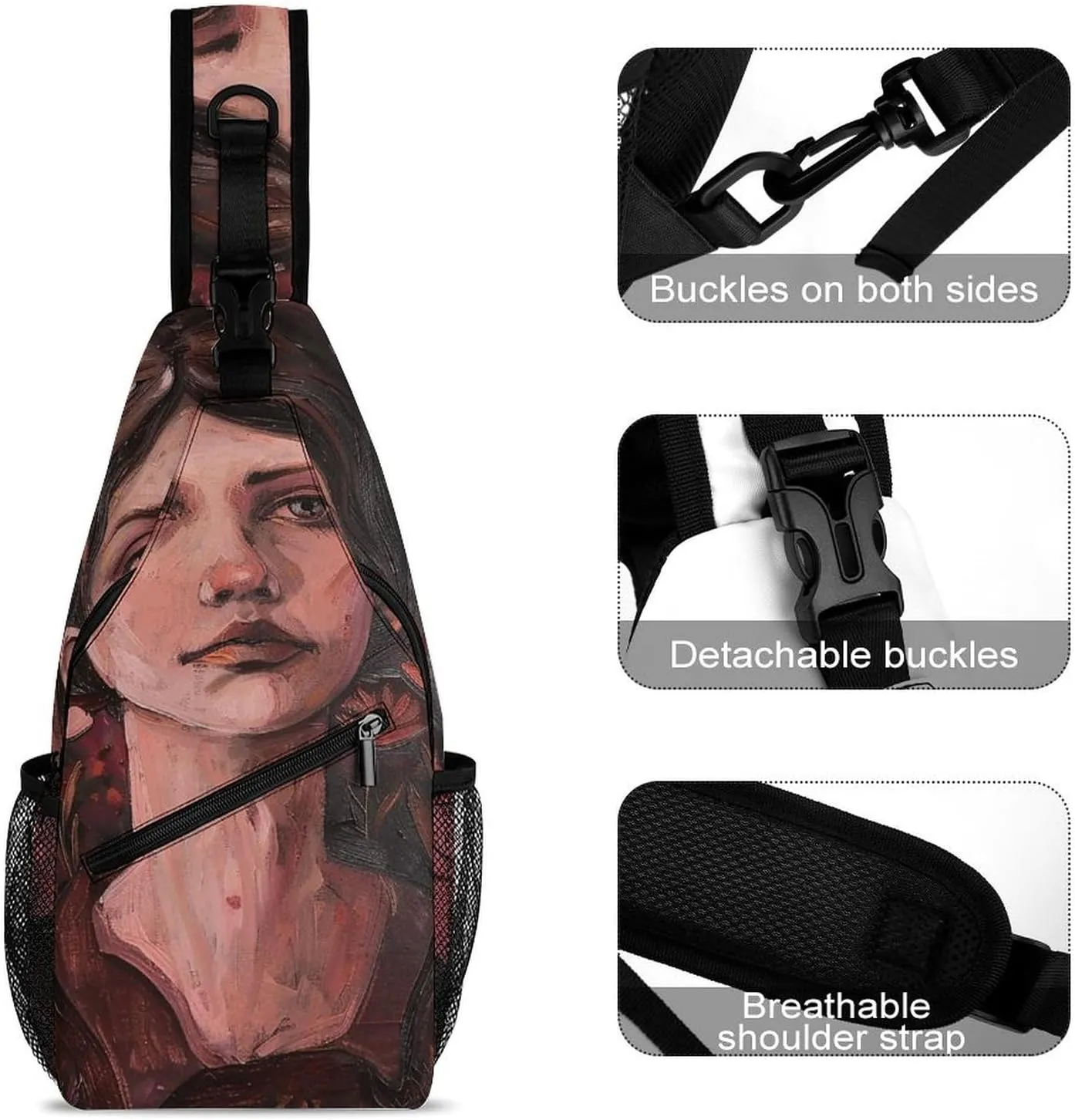 Sling Bag for Women Men Daypack Flowers And Women Chest Bag Crossbody Backpack for Hiking Travel