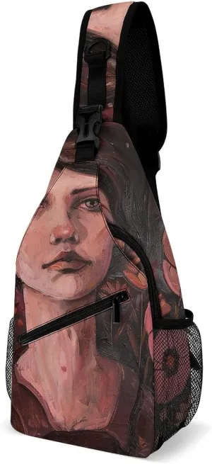 Sling Bag for Women Men Daypack Flowers And Women Chest Bag Crossbody Backpack for Hiking Travel