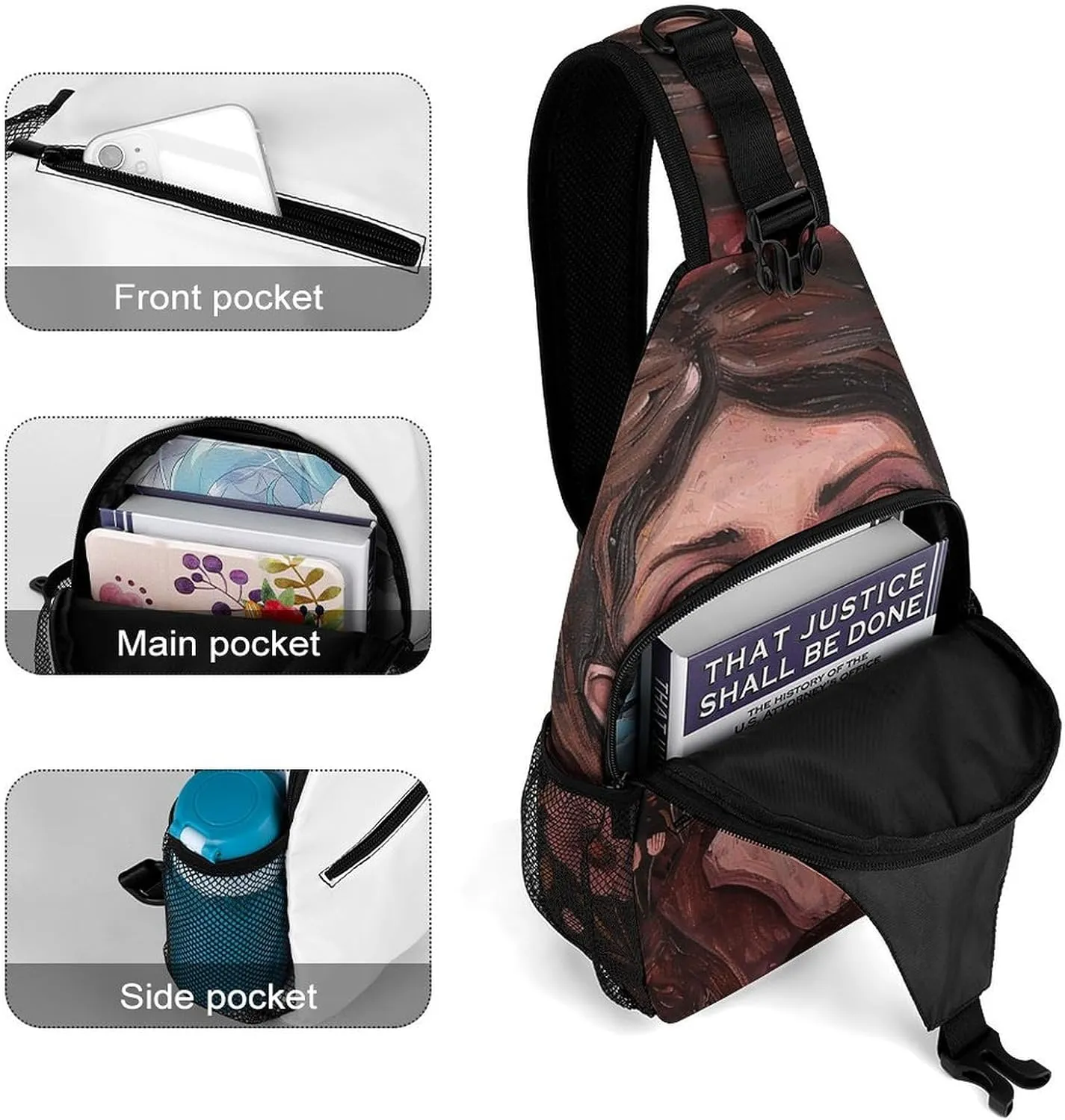 Sling Bag for Women Men Daypack Flowers And Women Chest Bag Crossbody Backpack for Hiking Travel