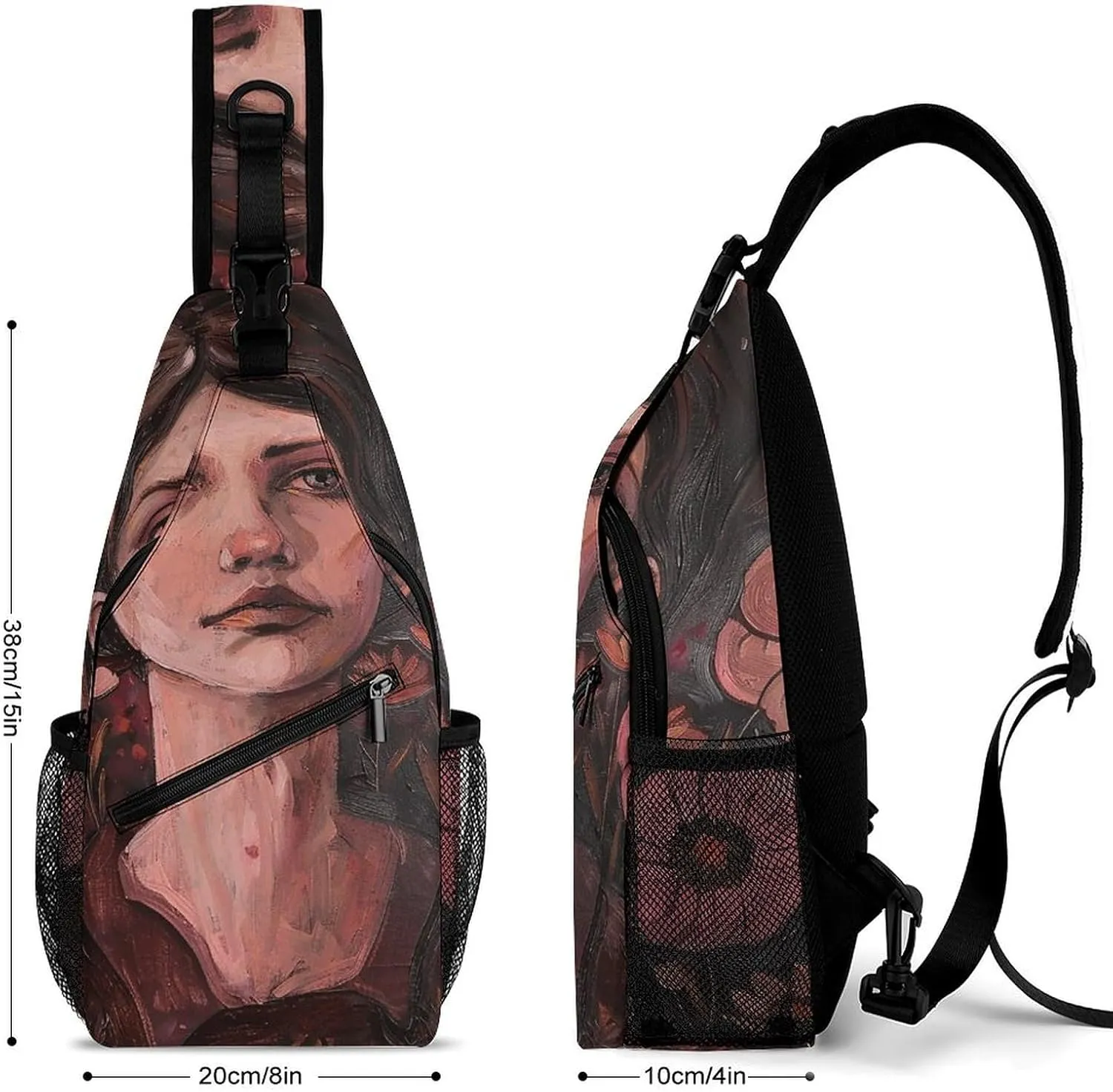 Sling Bag for Women Men Daypack Flowers And Women Chest Bag Crossbody Backpack for Hiking Travel