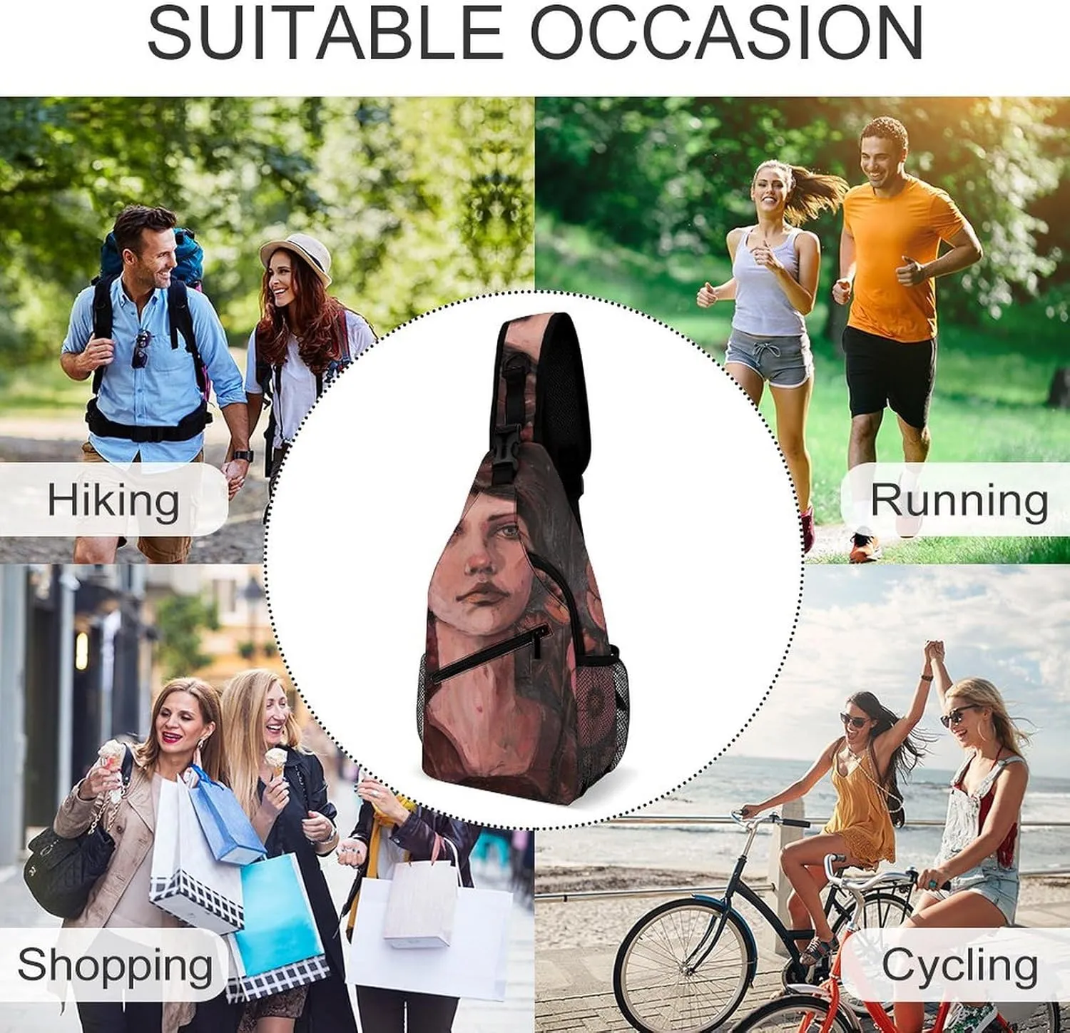 Sling Bag for Women Men Daypack Flowers And Women Chest Bag Crossbody Backpack for Hiking Travel