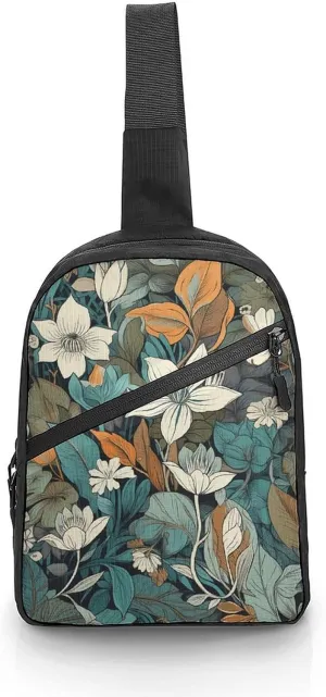 Sling Bag for Women Men Daypack Gray And Teal Chest Bag Crossbody Backpack for Hiking Travel