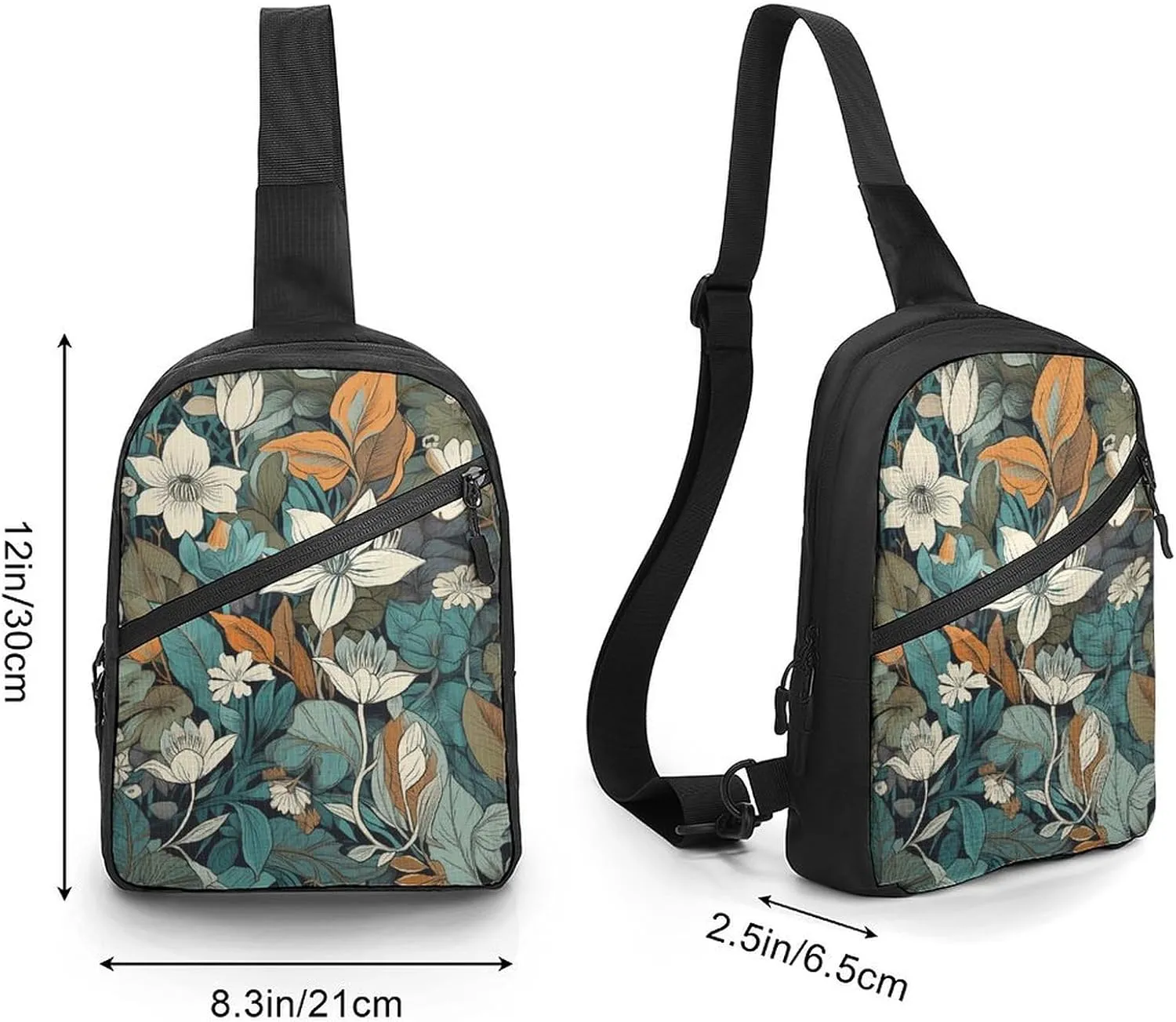 Sling Bag for Women Men Daypack Gray And Teal Chest Bag Crossbody Backpack for Hiking Travel