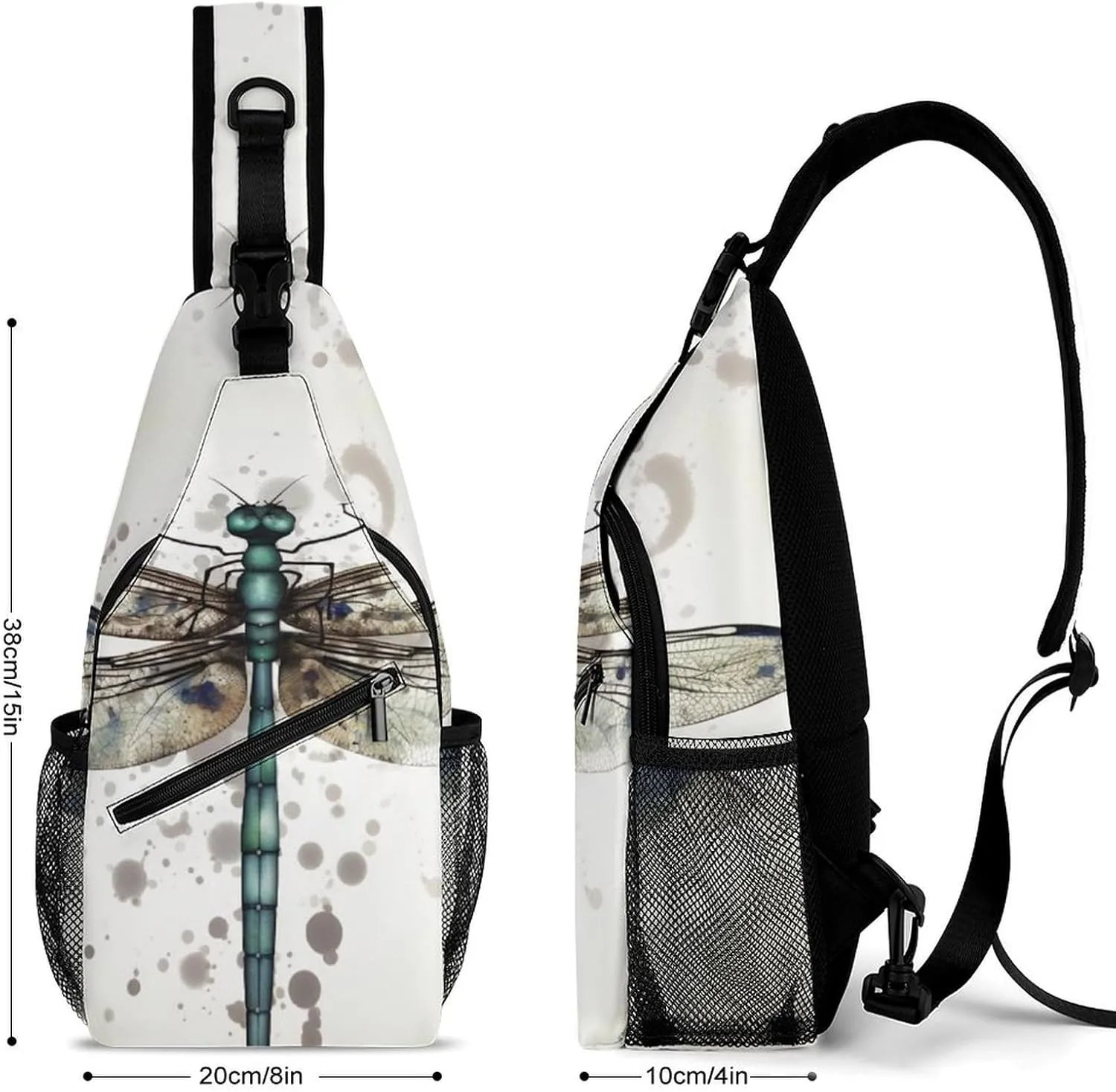 Sling Bag for Women Men Daypack Modern Dragonfly Chest Bag Crossbody Backpack for Hiking Travel, 38x20cm