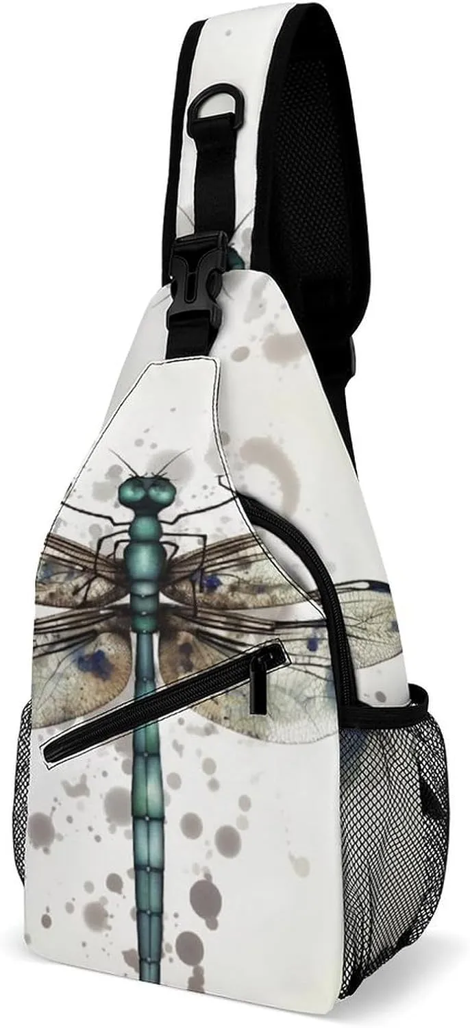 Sling Bag for Women Men Daypack Modern Dragonfly Chest Bag Crossbody Backpack for Hiking Travel, 38x20cm