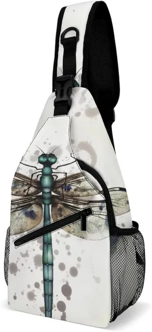 Sling Bag for Women Men Daypack Modern Dragonfly Chest Bag Crossbody Backpack for Hiking Travel, 38x20cm