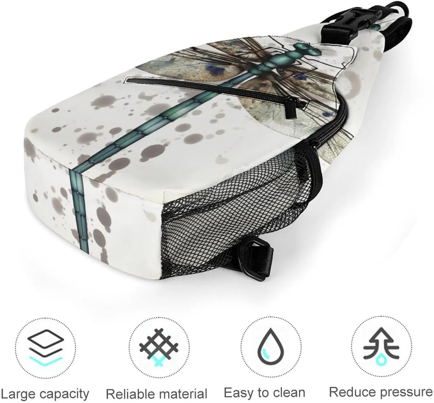 Sling Bag for Women Men Daypack Modern Dragonfly Chest Bag Crossbody Backpack for Hiking Travel, 38x20cm
