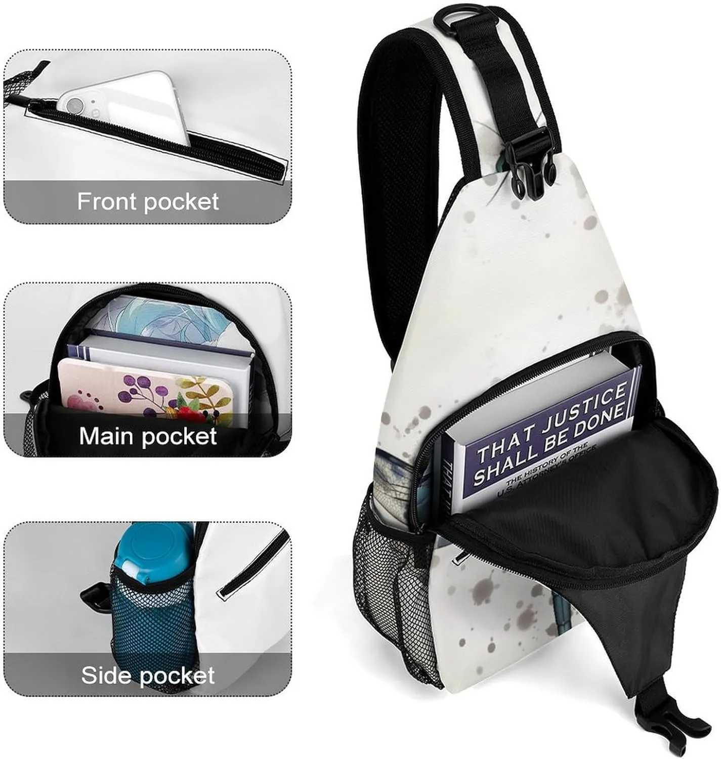 Sling Bag for Women Men Daypack Modern Dragonfly Chest Bag Crossbody Backpack for Hiking Travel, 38x20cm